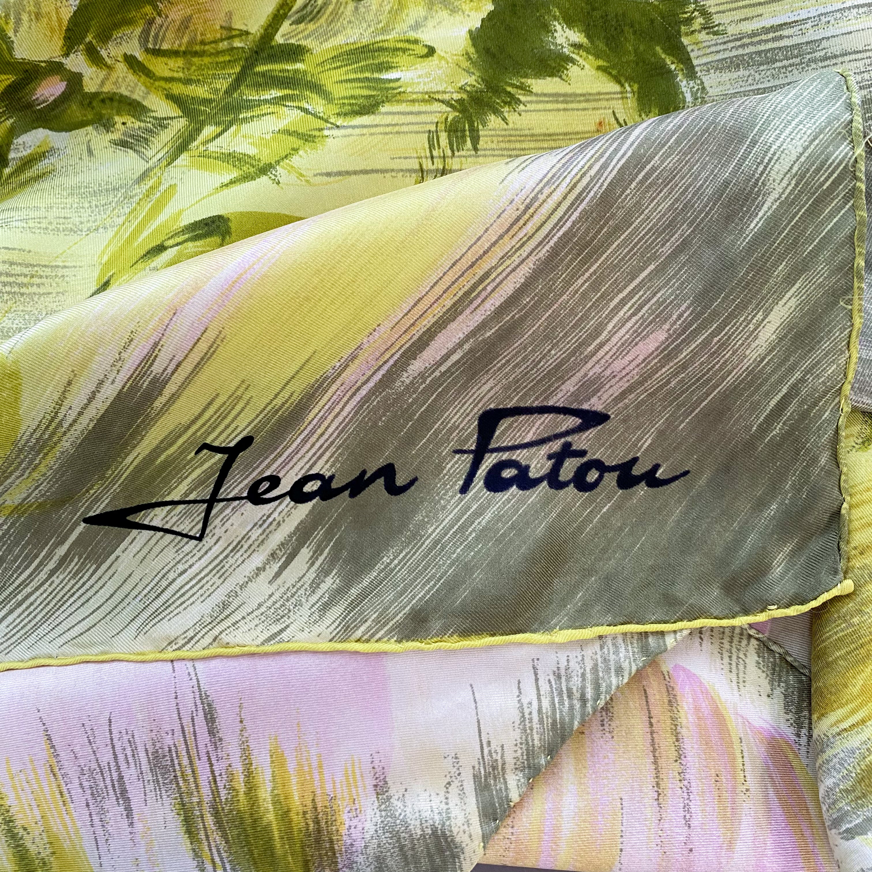 1960s Jean Patou Floral Vintage Silk Scarf