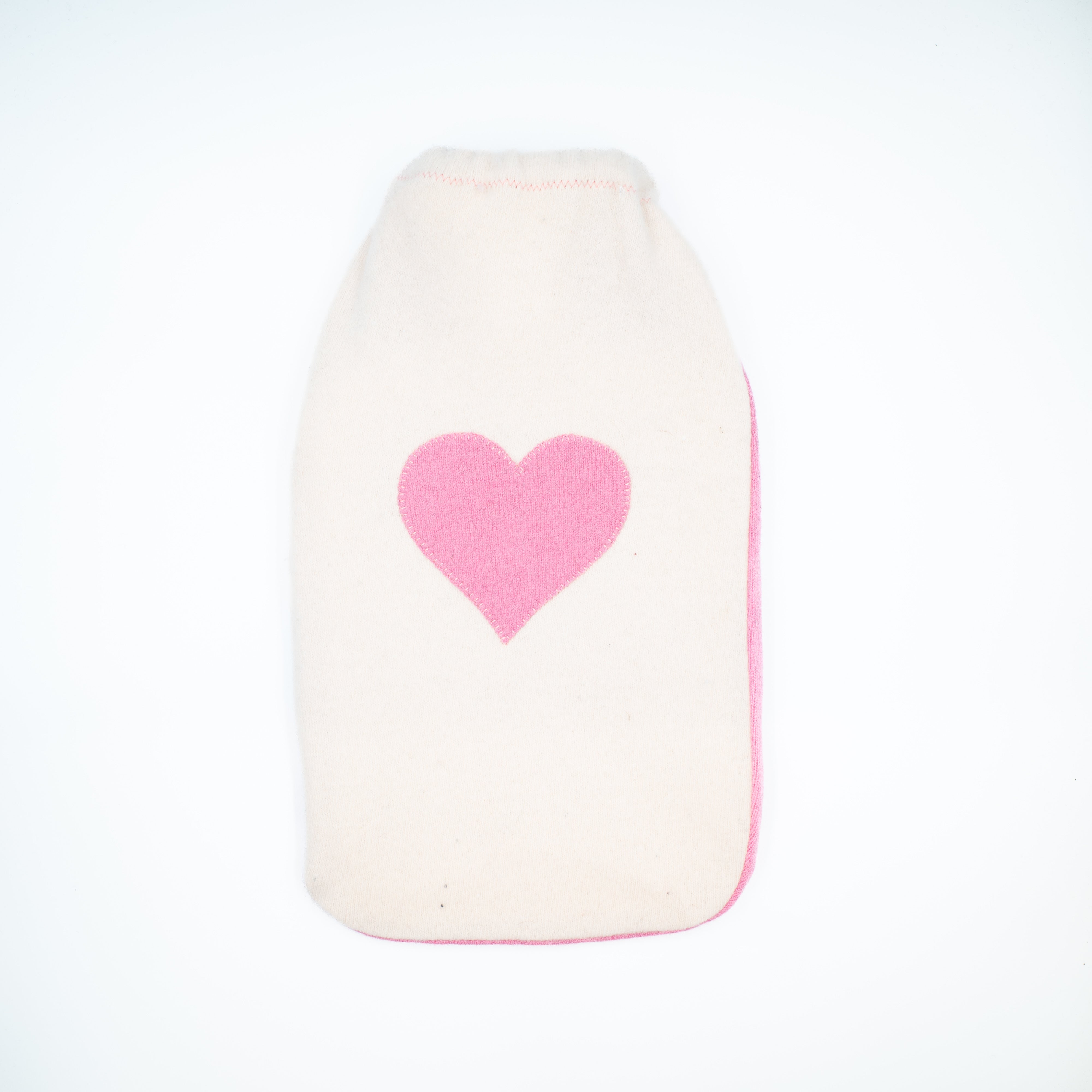 Lupin Pink and Creamy Pink Heart Cashmere Large Hot Water Bottle