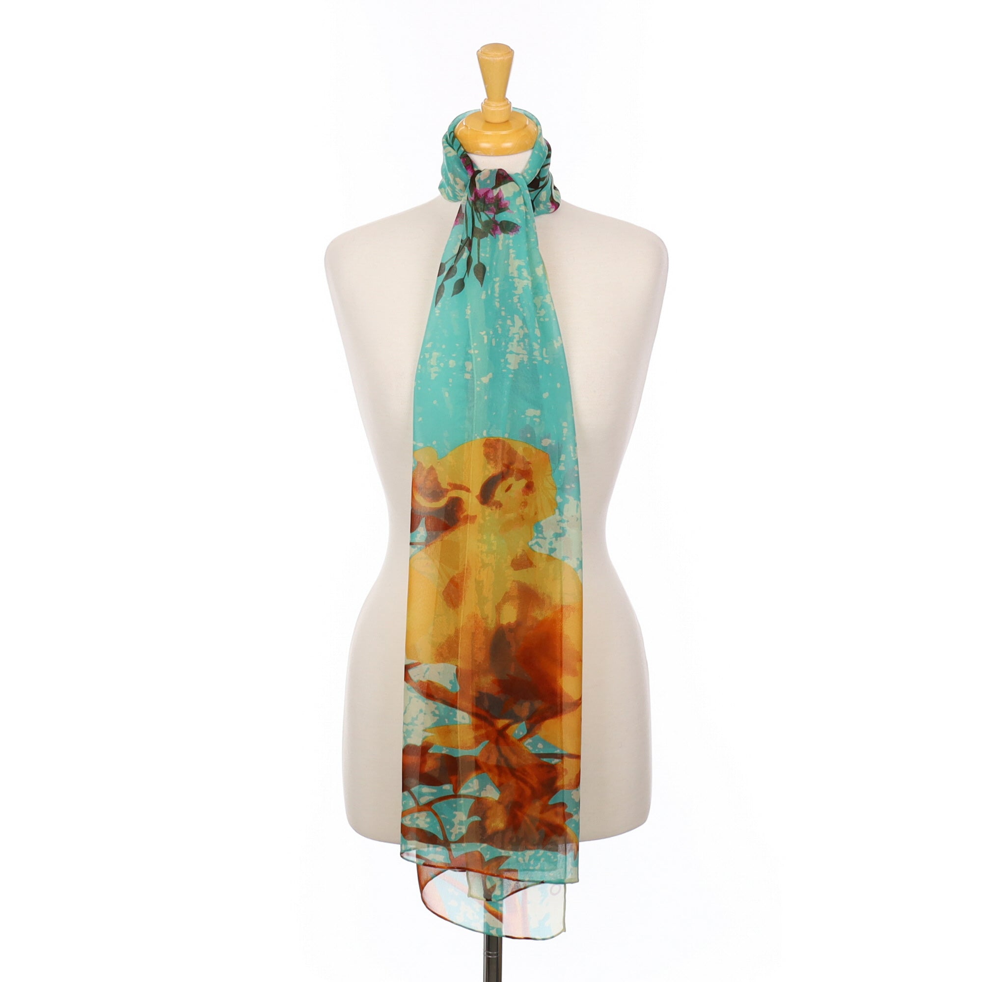 Brand New Kenzo Turquoise Chiffon Silk Scarf