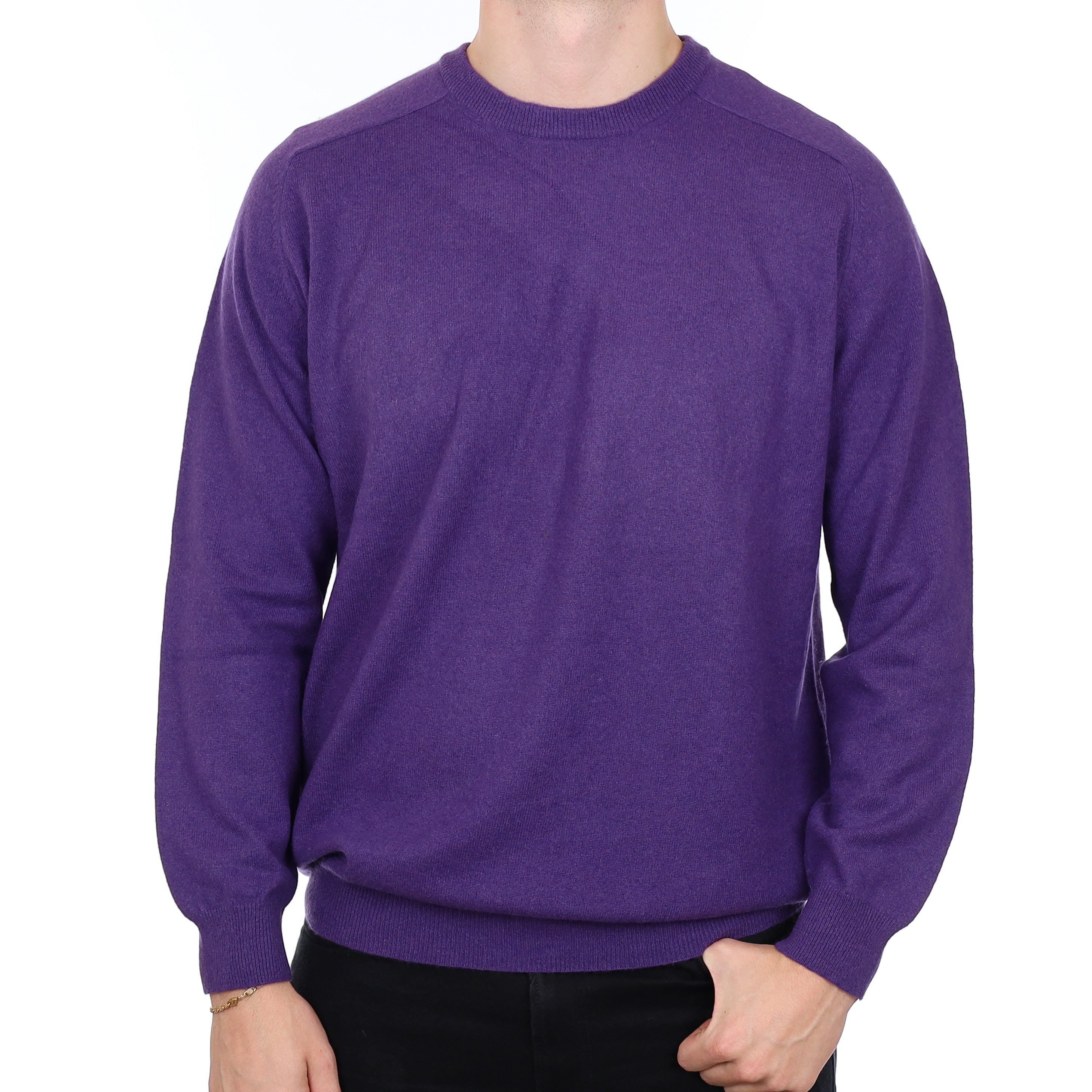 Men’s Yorn Amethyst Purple Cashmere Crew Neck Jumper XXL