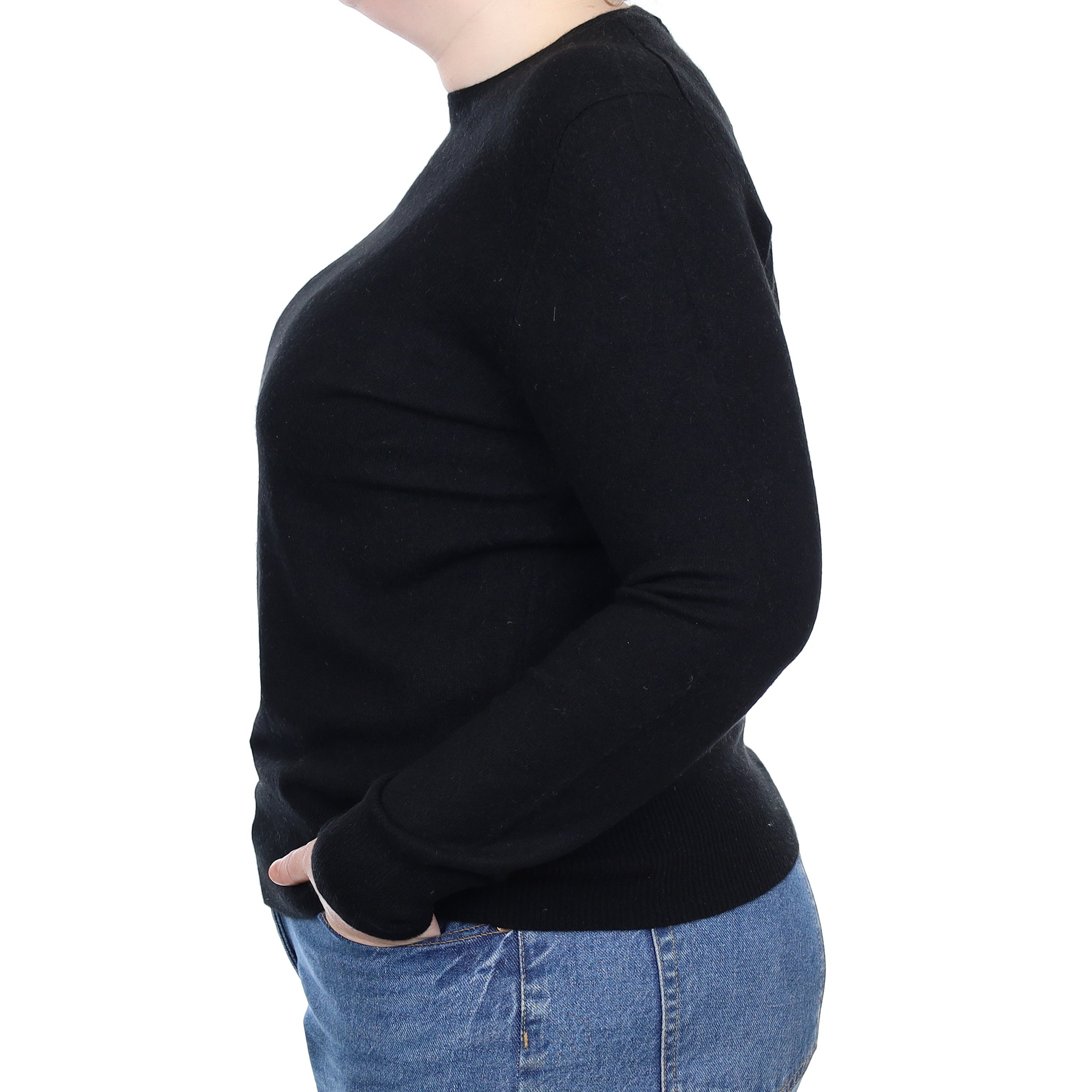 Black Cashmere Crew Neck Jumper Large