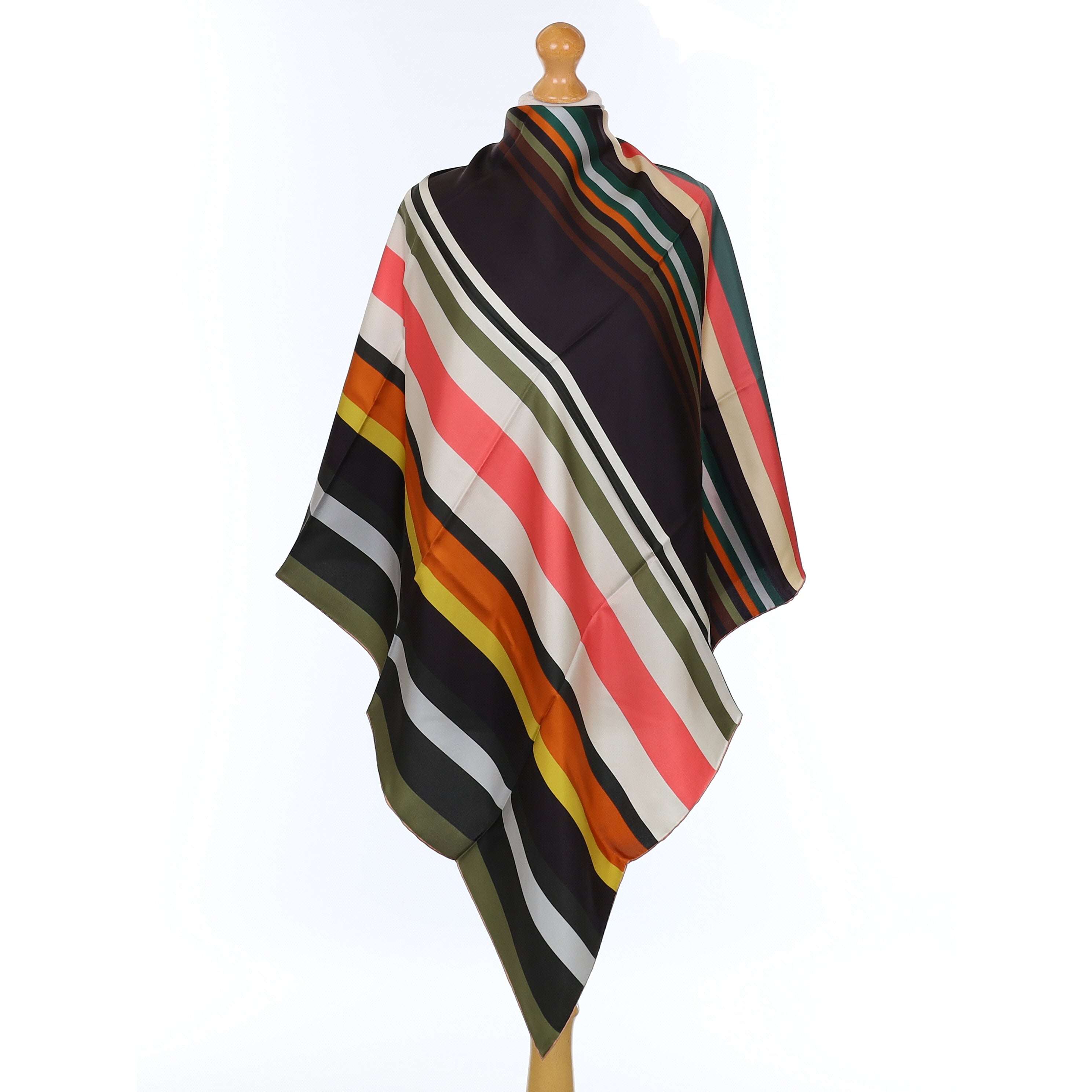 Brand New Italian Multicolour Striped Silk Scarf