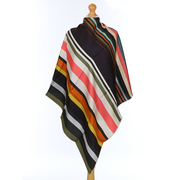Brand New Italian Multicolour Striped Silk Scarf