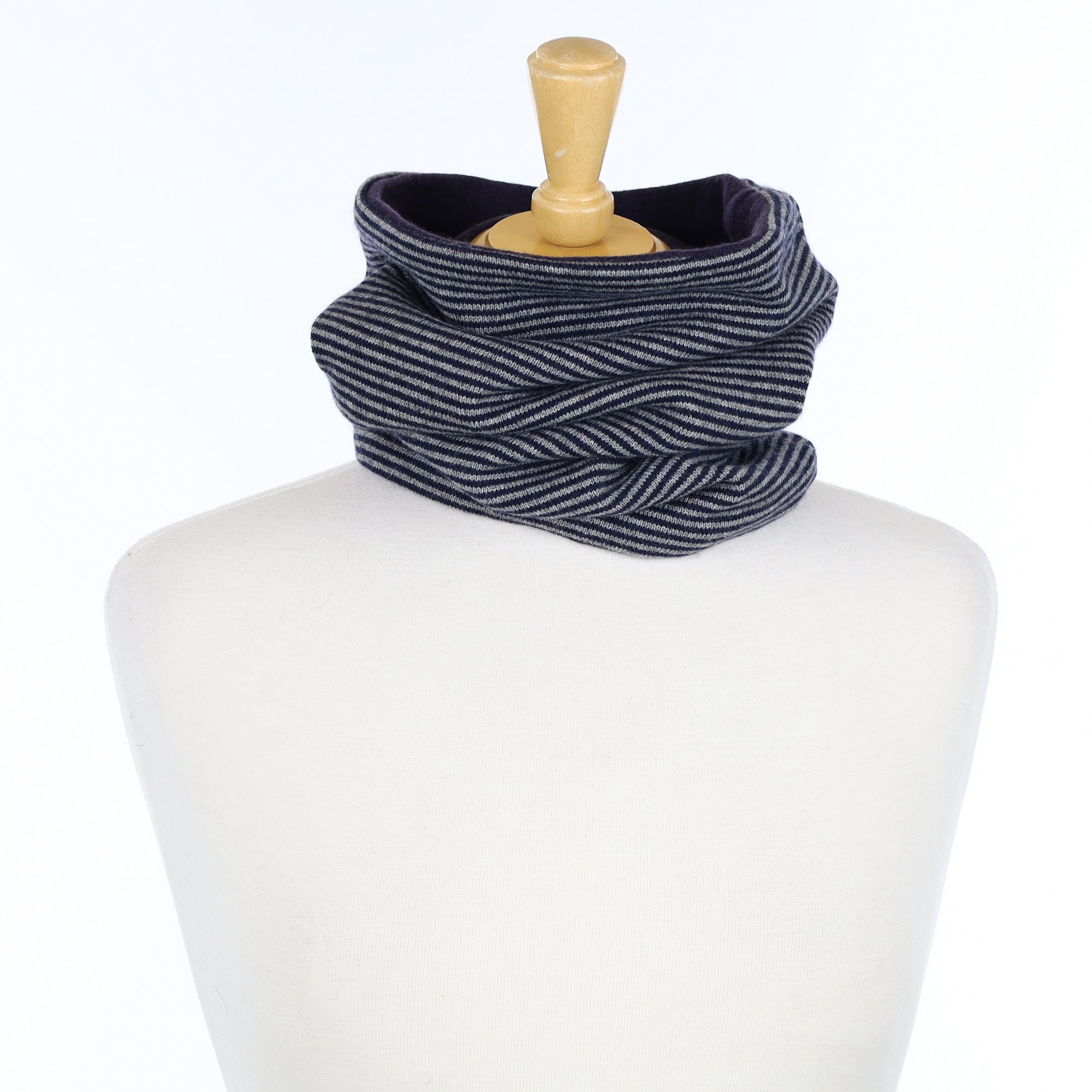 Navy Striped Luxury Double Layered Snood