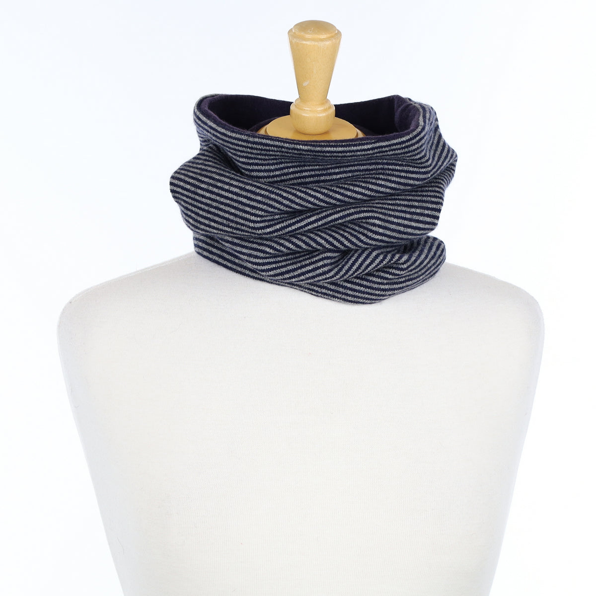 Navy Striped Luxury Double Layered Snood