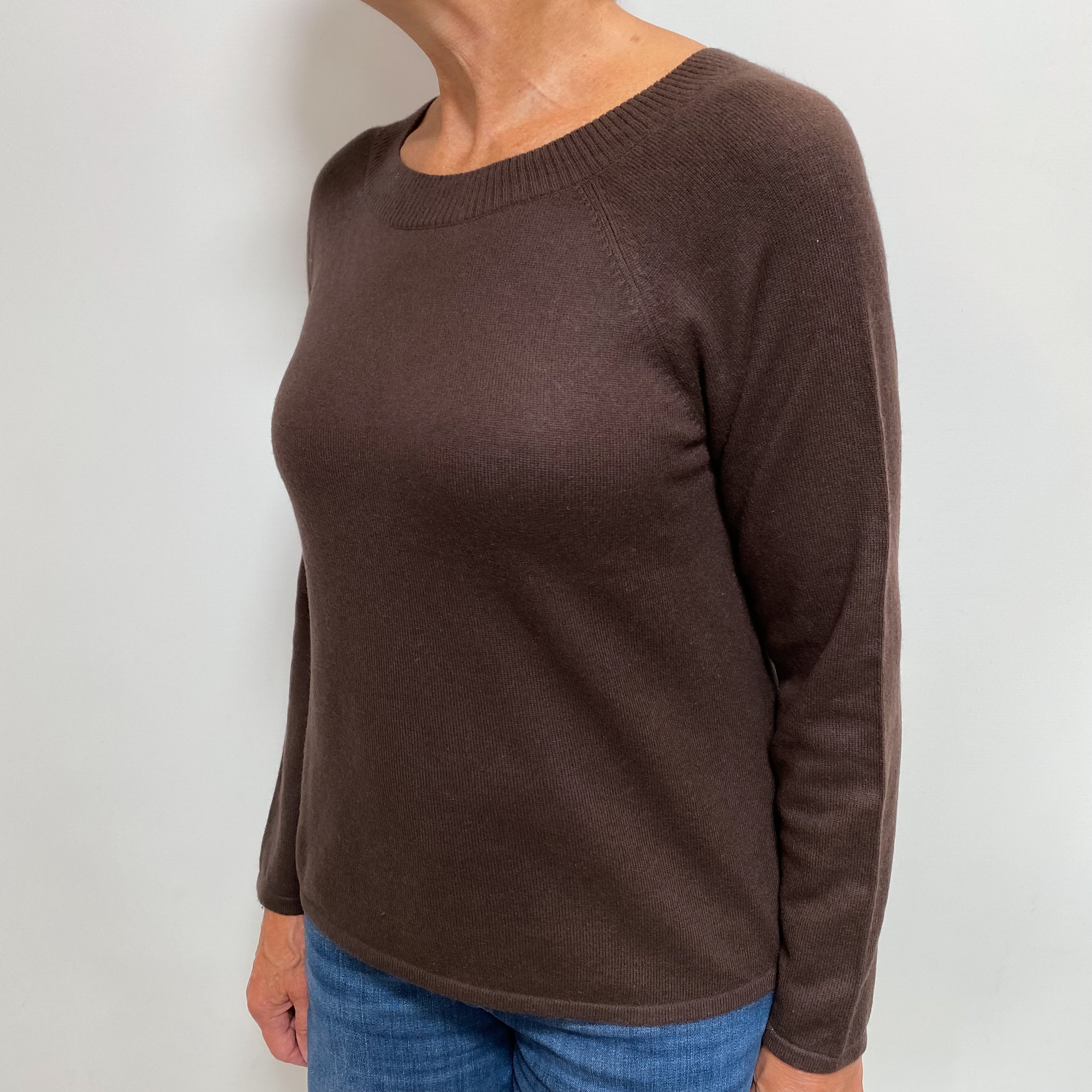 Peppercorn Brown Cashmere Crew Neck Jumper Medium