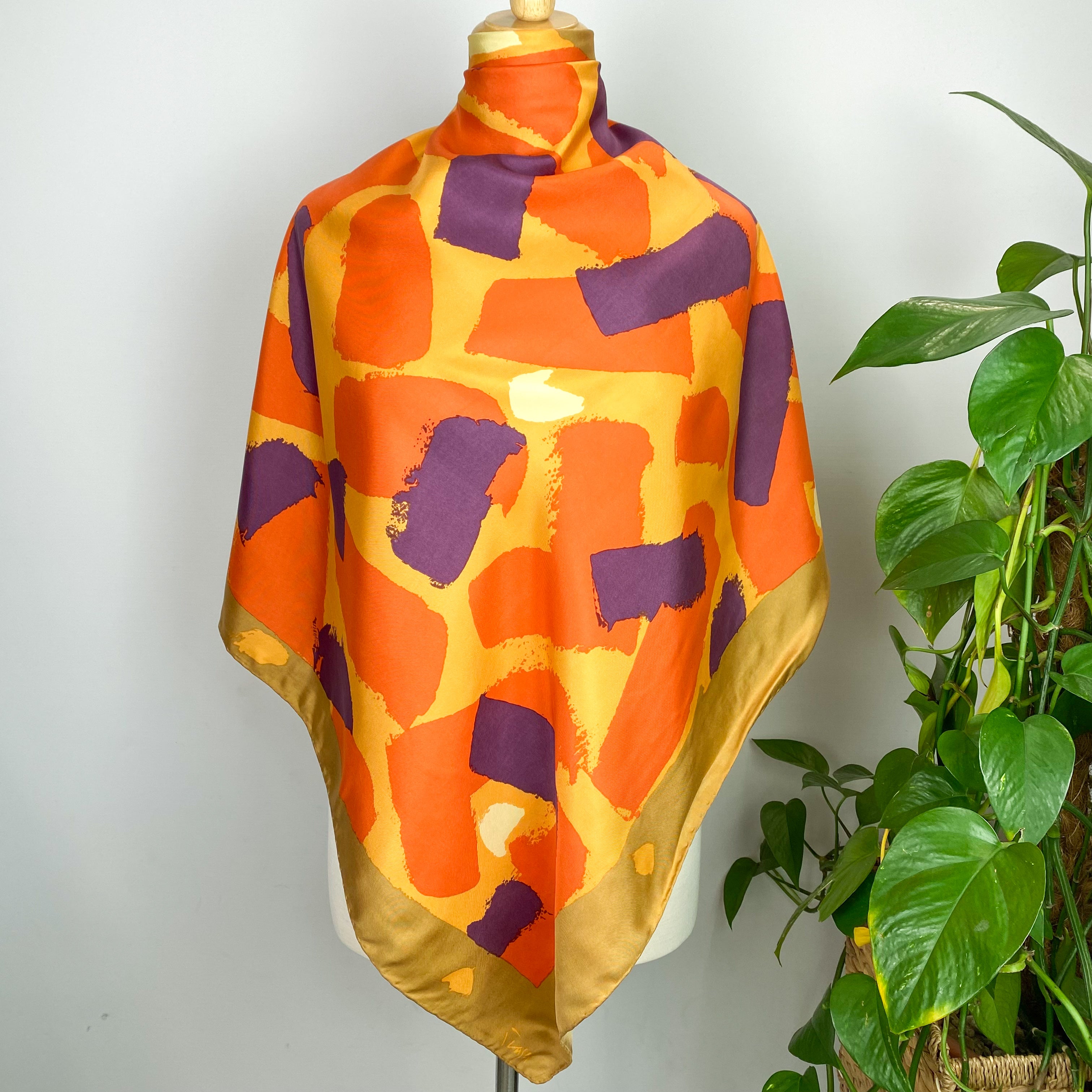 Vintage Orange Abstract Beckford Silk Scarf