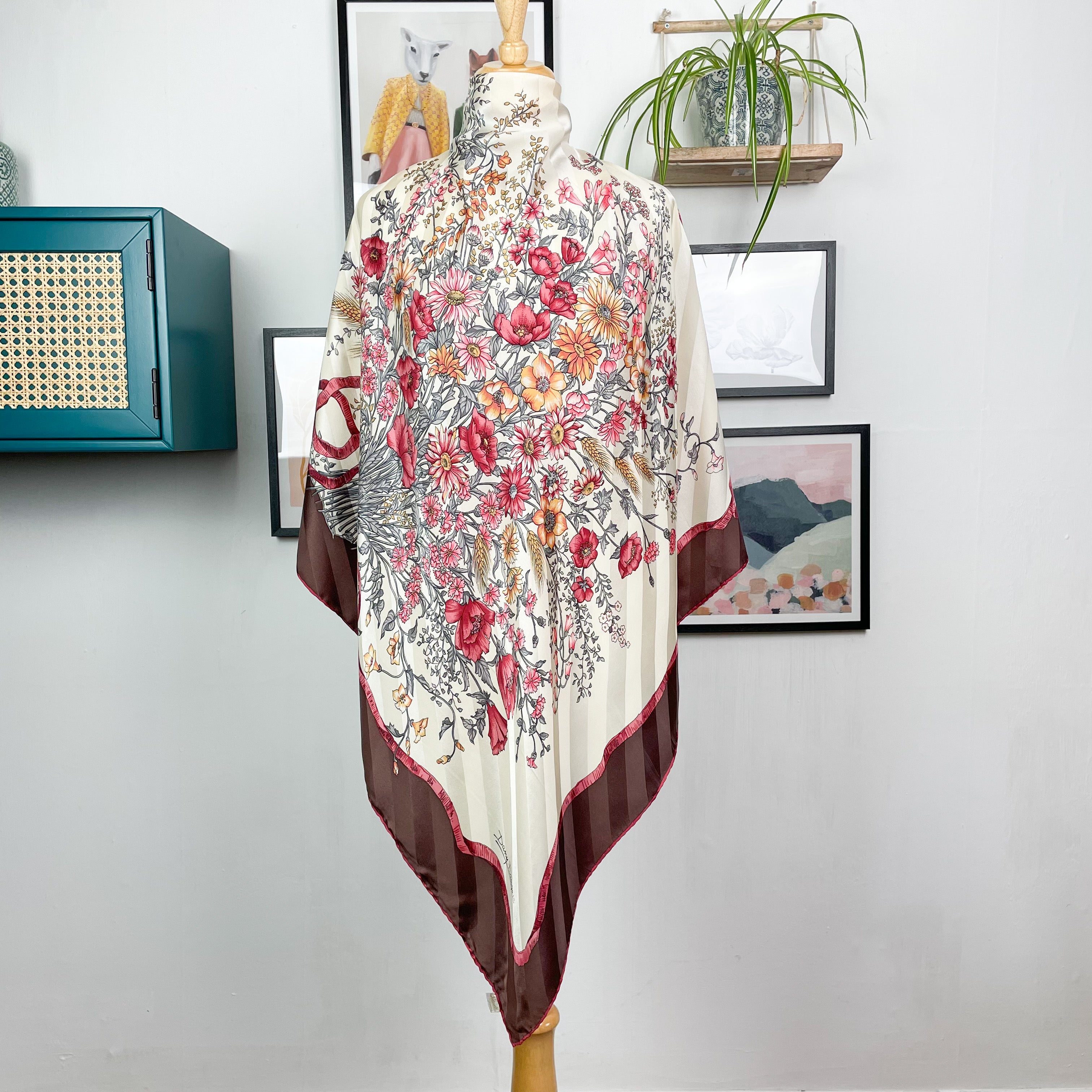 Crêpe Ostinelli Italian Floral Vintage Silk Scarf