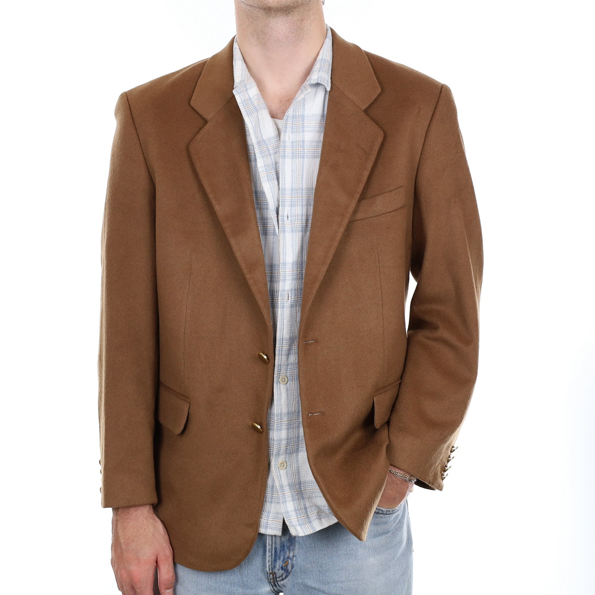 Men's Tan Brown Cashmere Blazer Medium