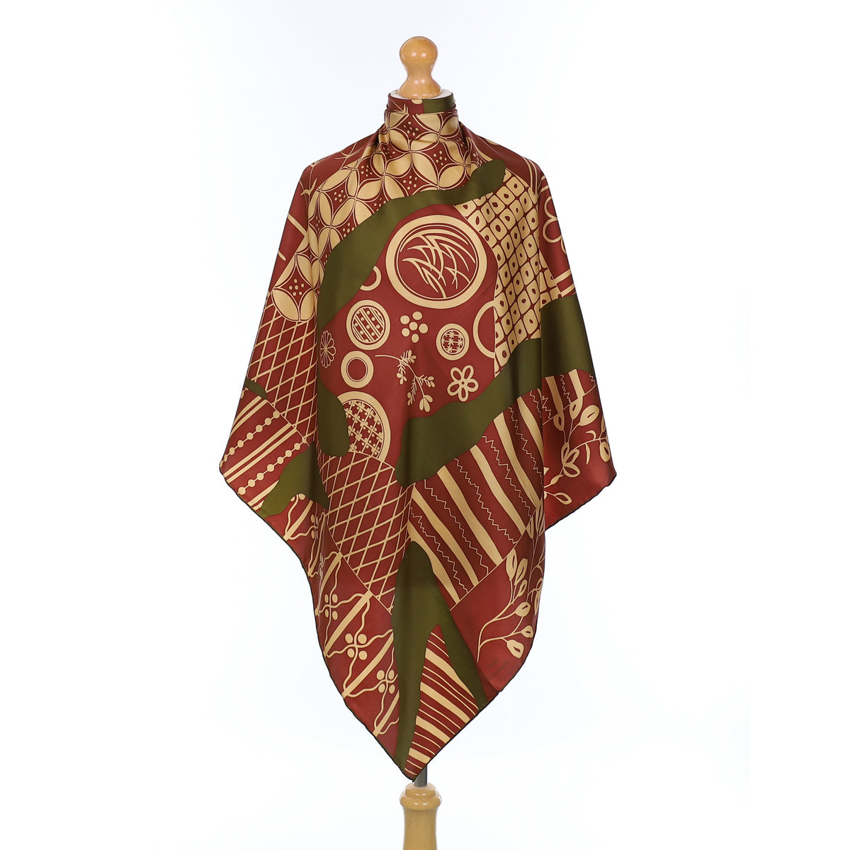 Brand New Tasaram Bronze Abstract Patterned Silk Scarf