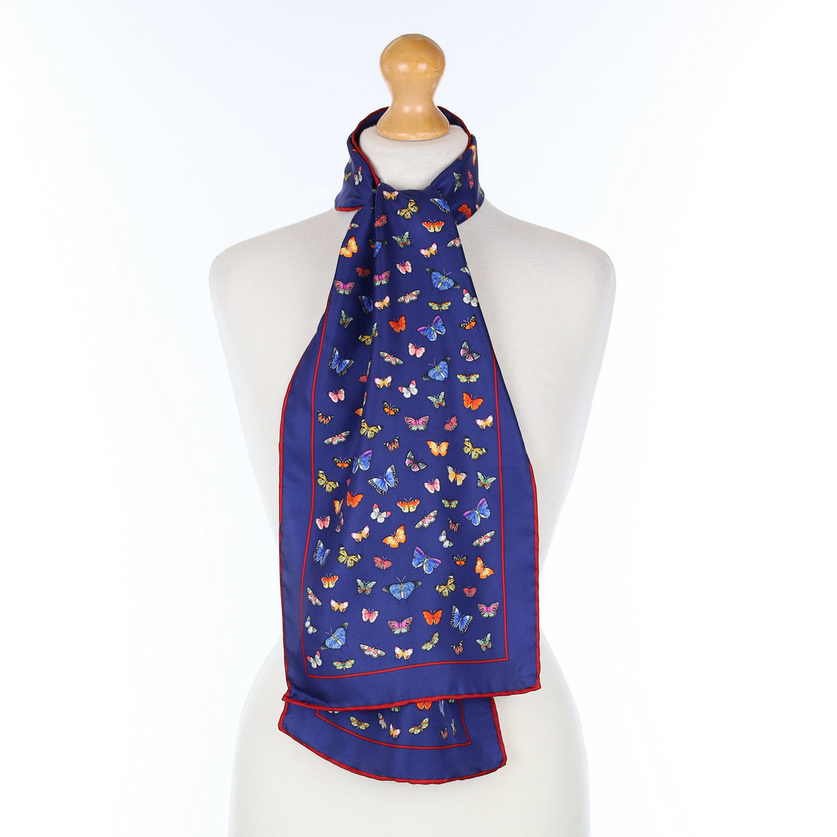 Navy Butterfly Silk Scarf