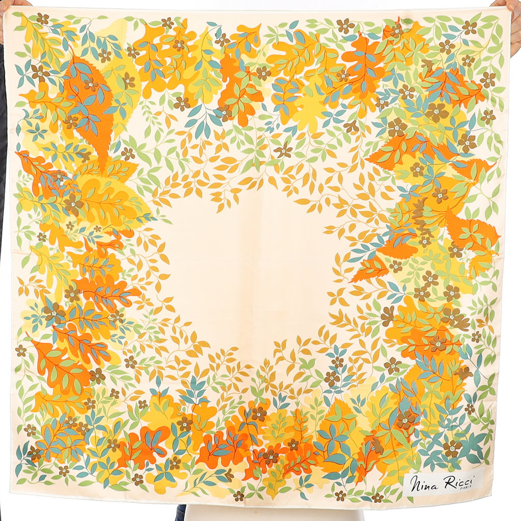 Nina Ricci Pretty Leaf Vintage Silk Scarf
