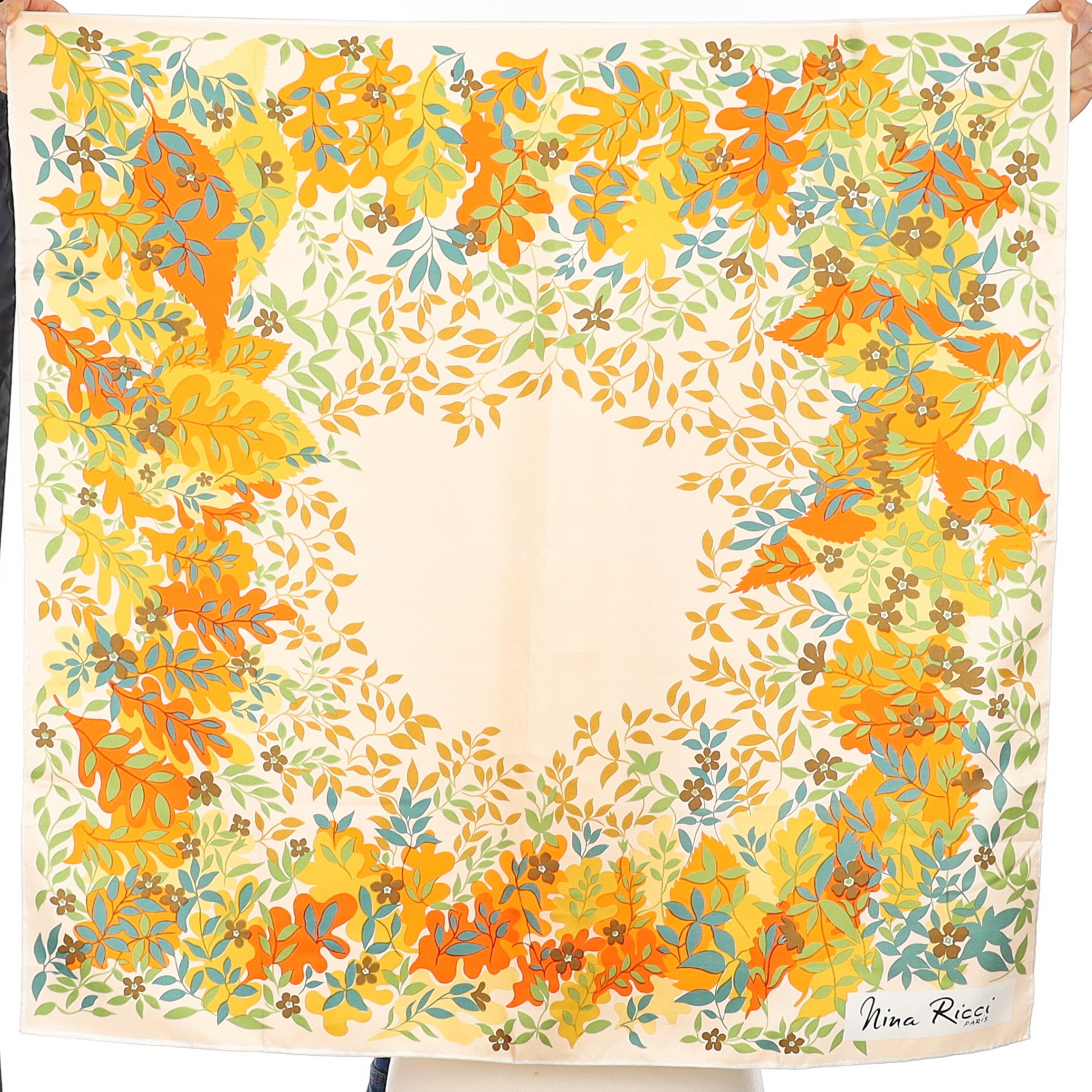 Nina Ricci Pretty Leaf Vintage Silk Scarf