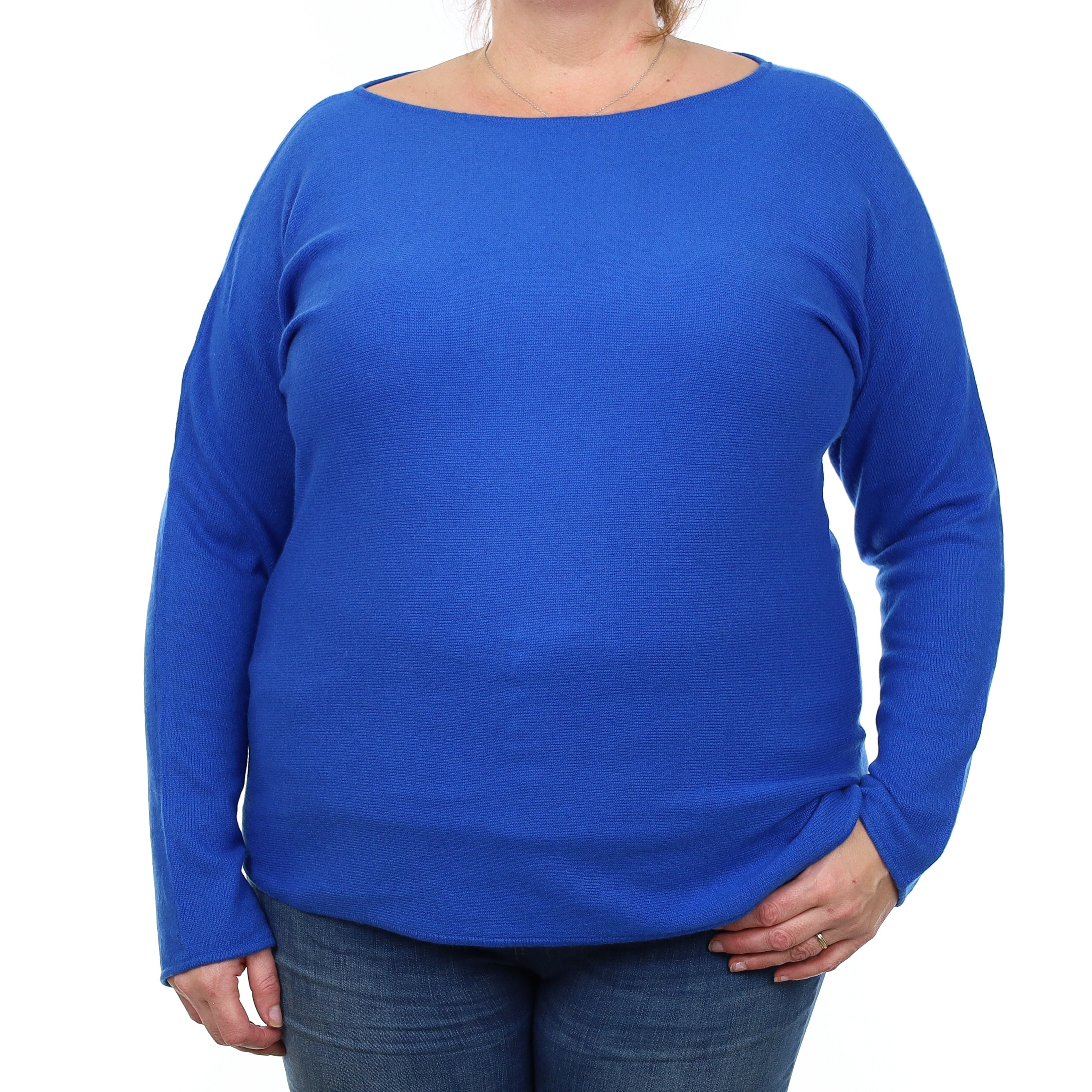 Electric Blue Cashmere Batwing Boat Neck Jumper Extra Large