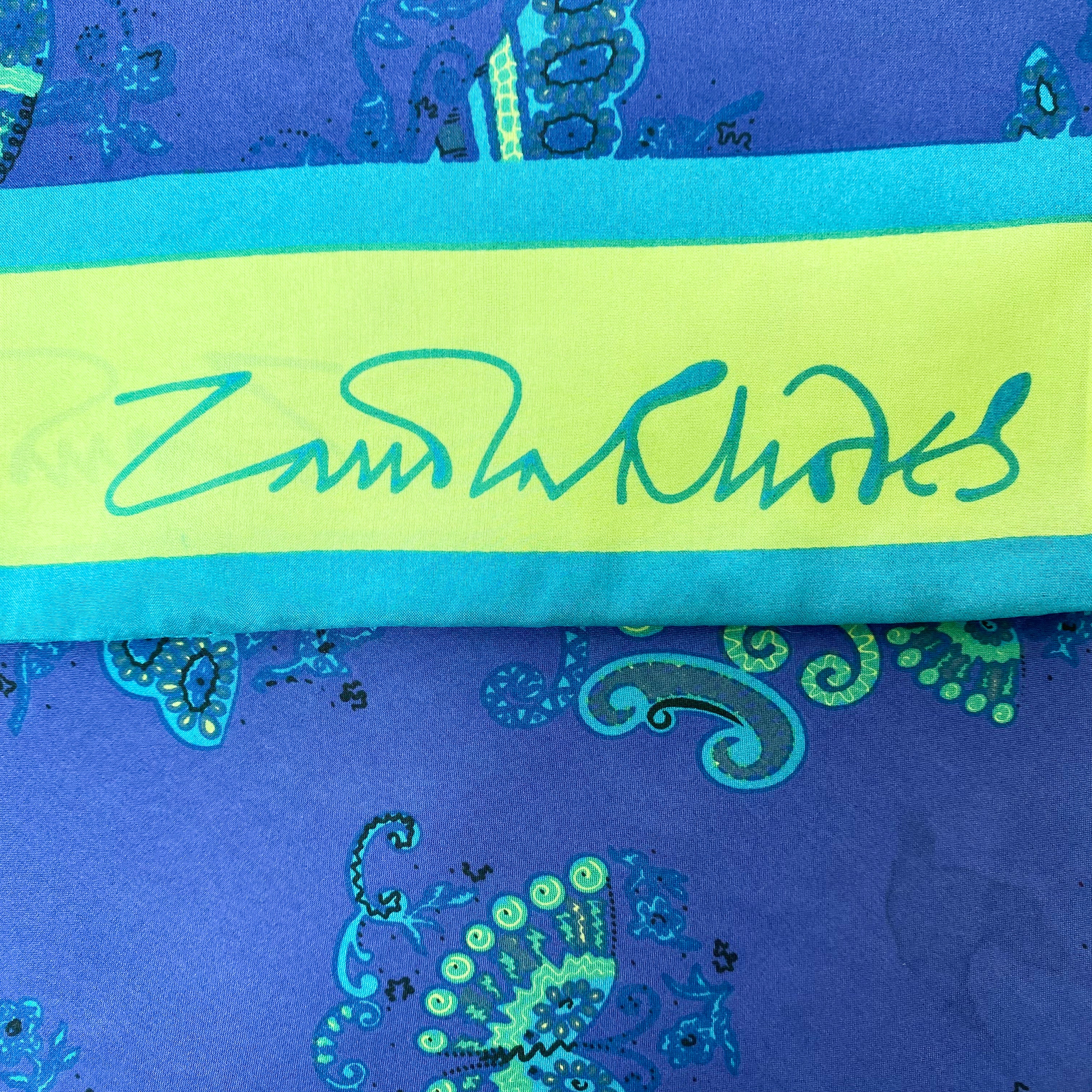 1980s Zandra Rhodes Long Vintage Silk Scarf
