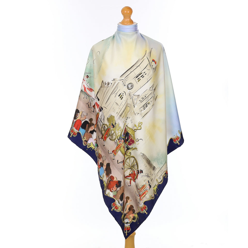 Halcyon Days Coronation At Westminster Abbey Silk Scarf