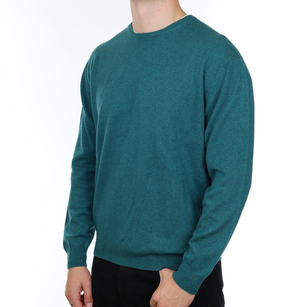 Men’s Scottish Brora Ocean Green Crew Neck Jumper XL