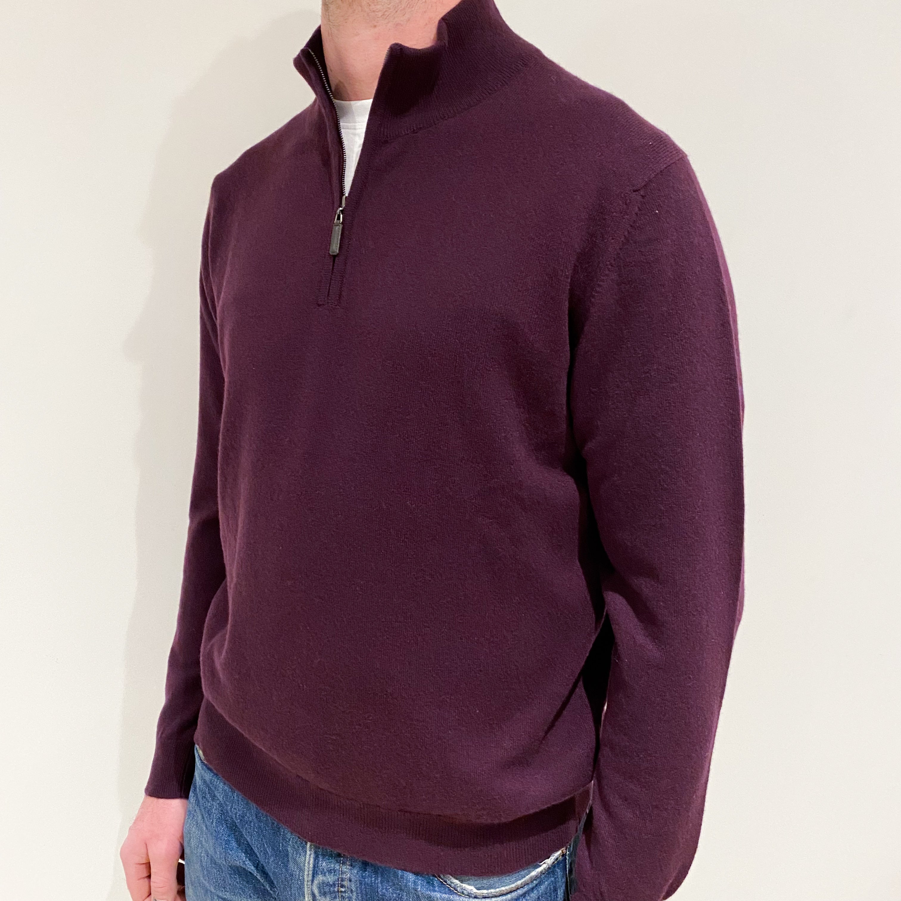 Men’s Brand New Scottish Aubergine Purple 1/4 Zip Jumper Small