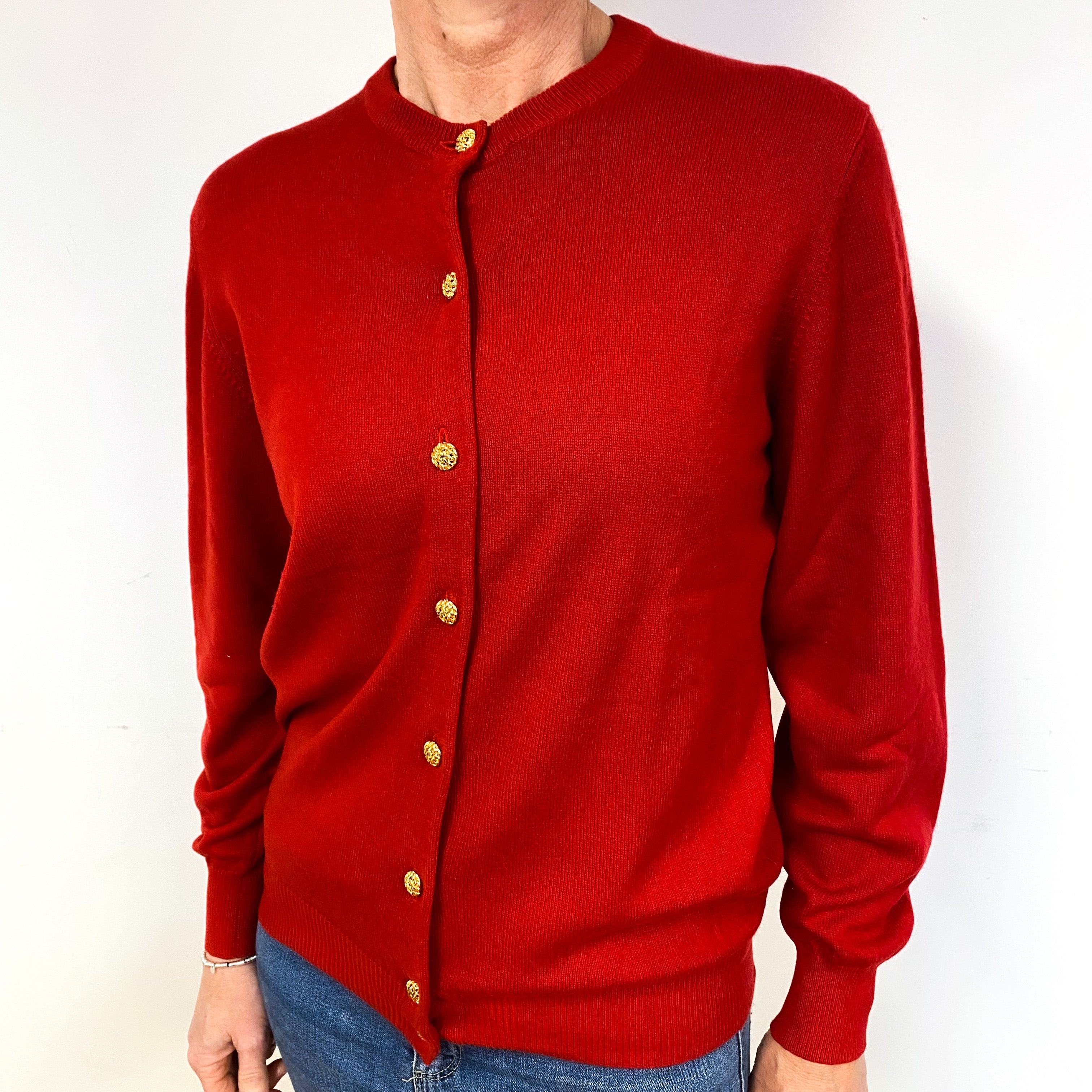 Spanish Red Cashmere Cardigan Medium