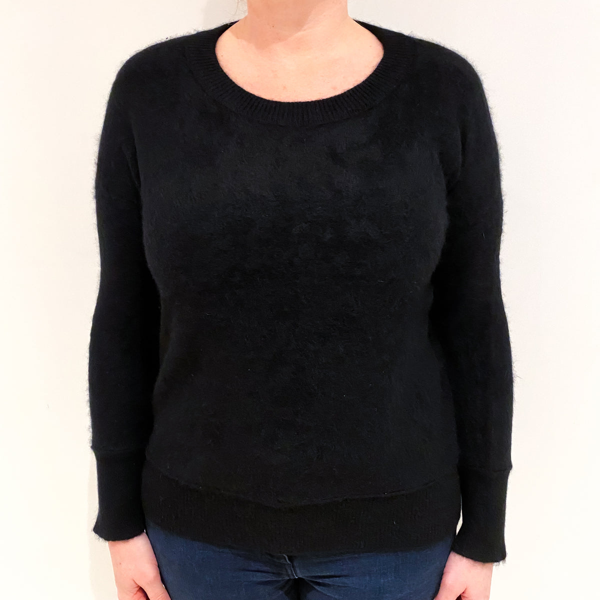 Rachel Zoe Black Cashmere Crew Neck Jumper Large