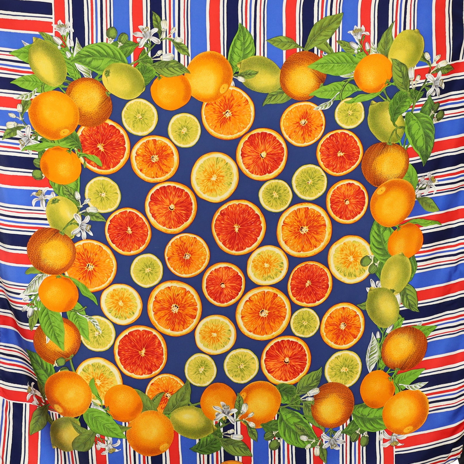Gucci Oranges and Lemons Vintage Designer Silk Scarf