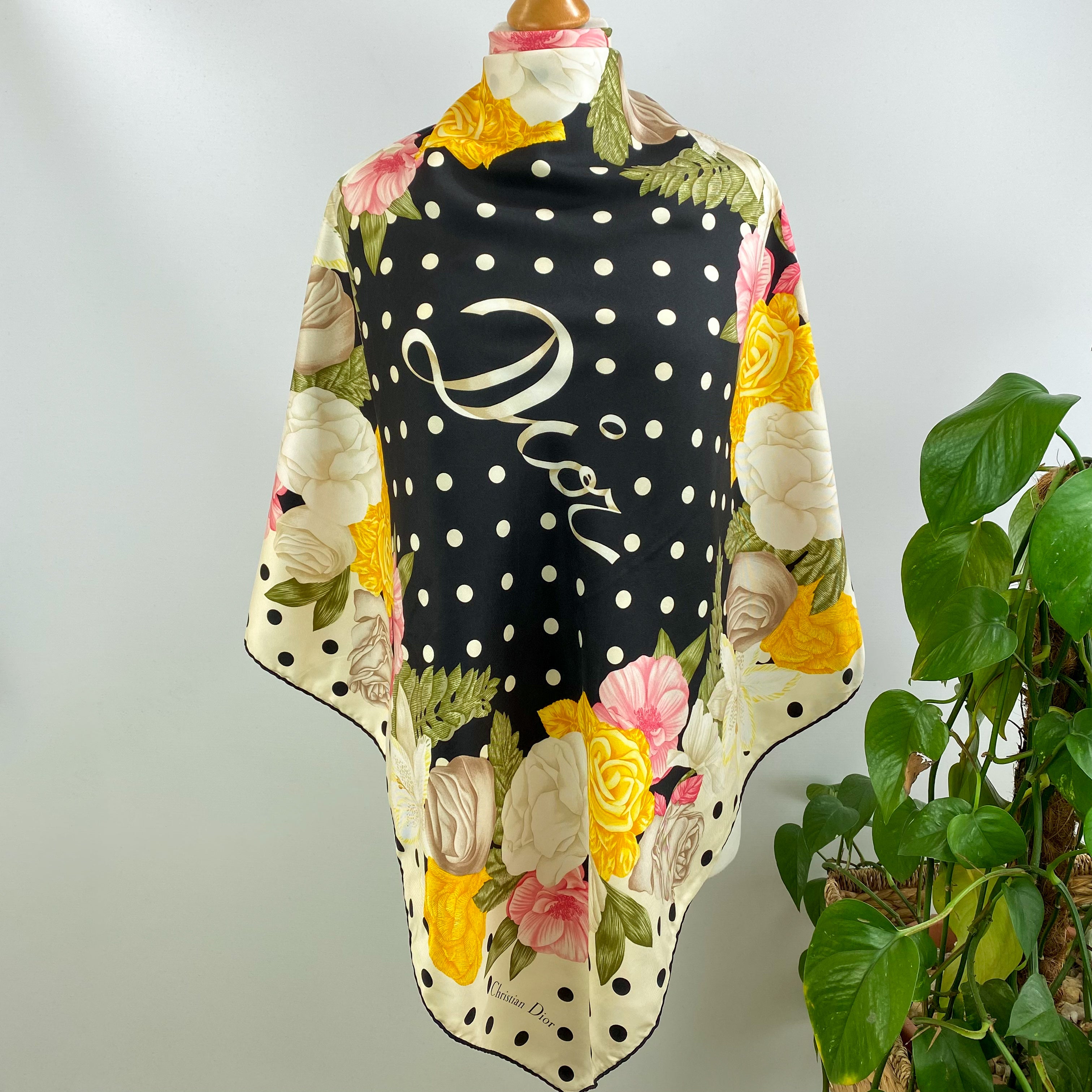 1980s Christian Dior Vintage Silk Scarf