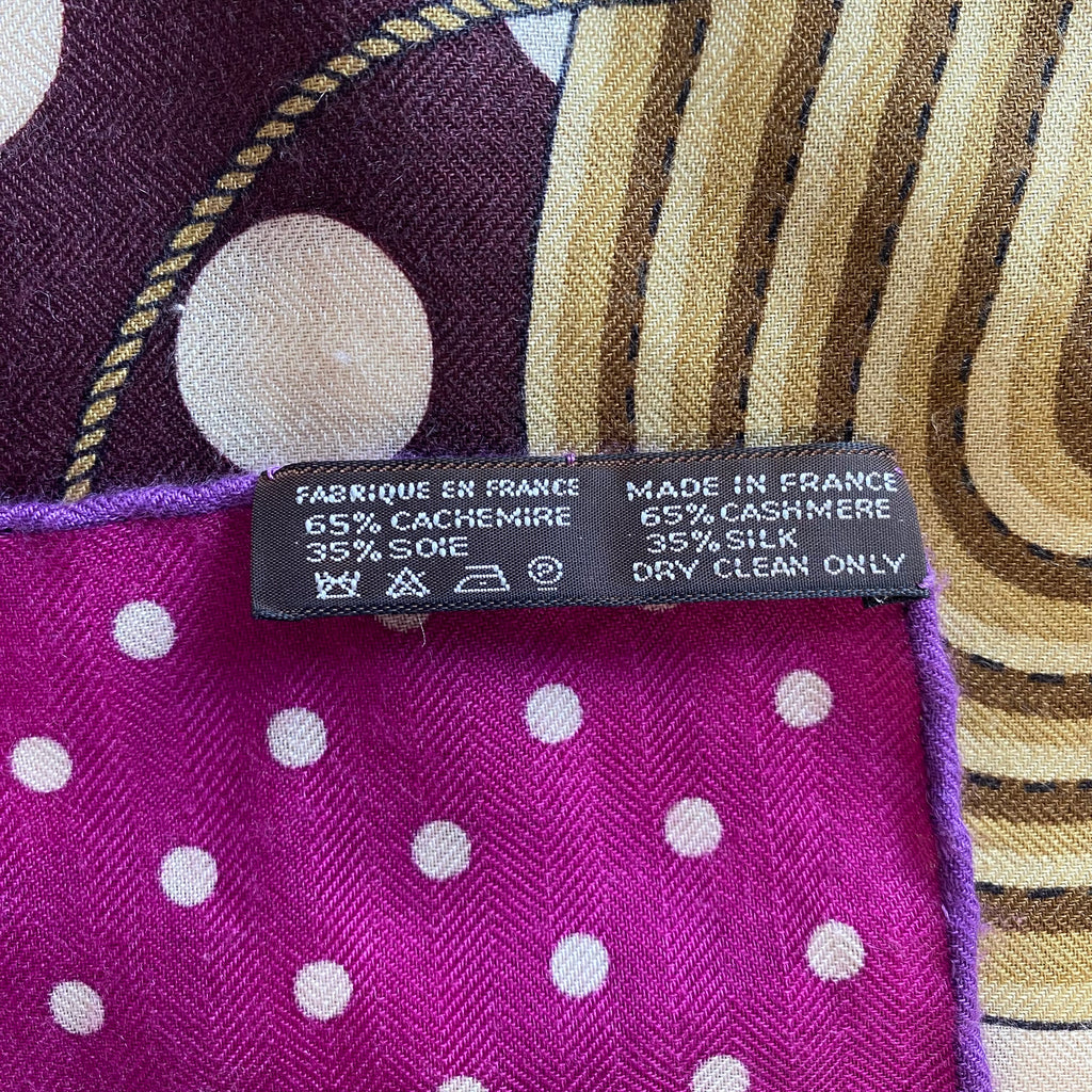 Boxed Hermès Clic-Clac À Pois Silk & 140 Cashmere Shawl Quite Rare