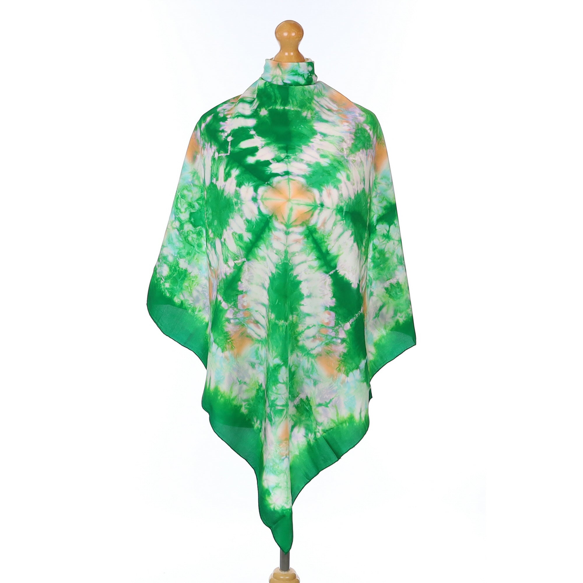 Green Tie Dye Silk Scarf