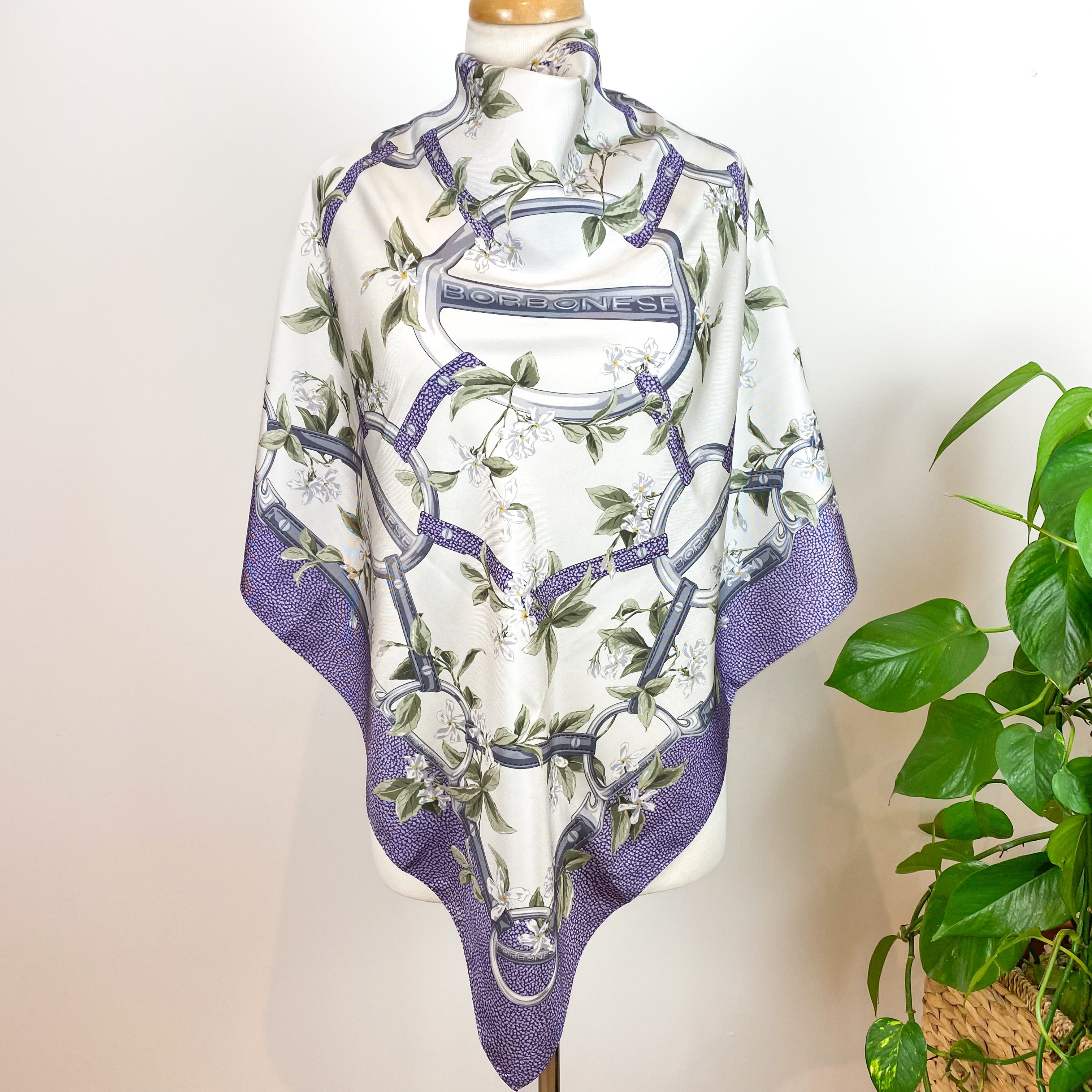 Borbonese Floral Italian Designer Silk Scarf