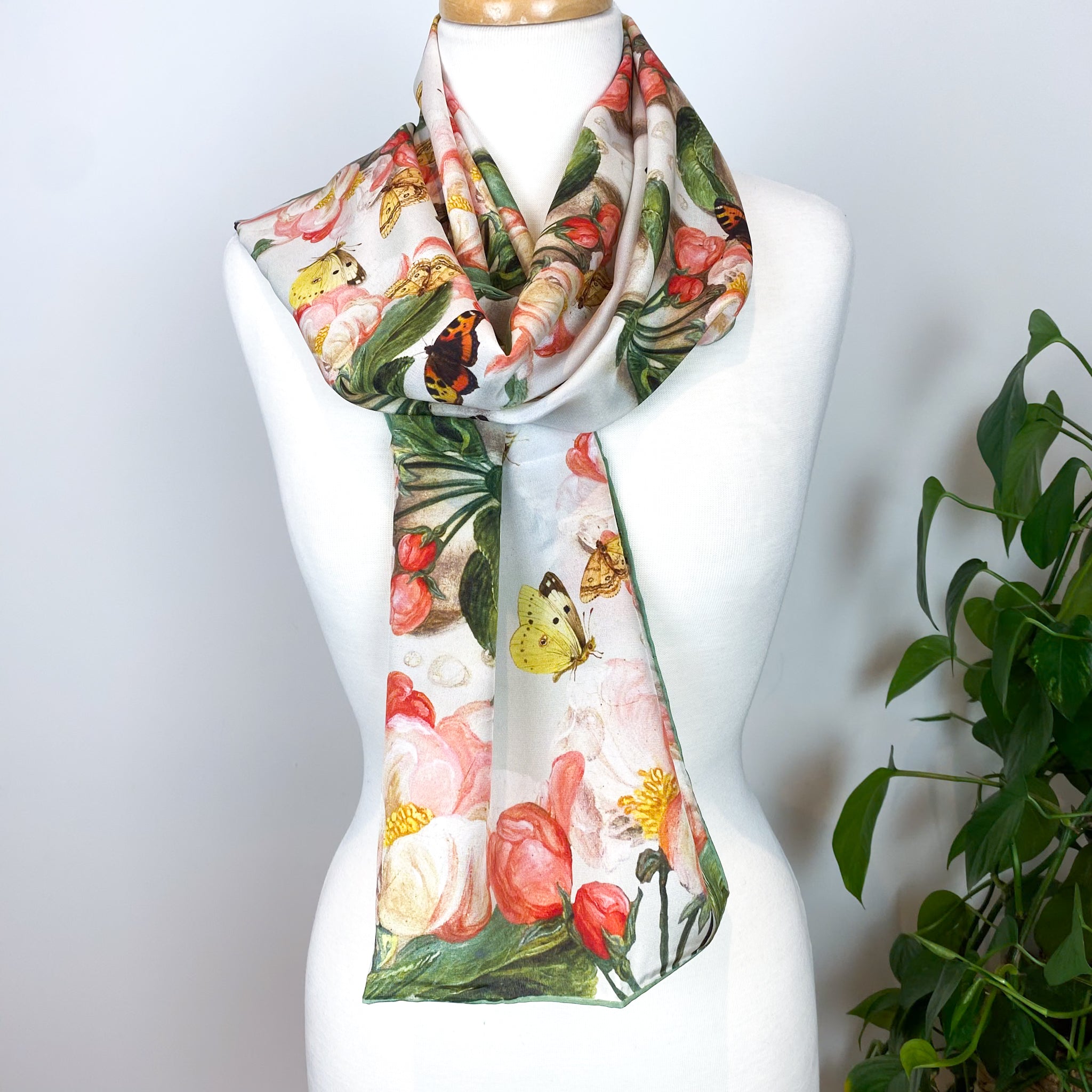 Brand New Fox and Chave Floral Silk Scarf