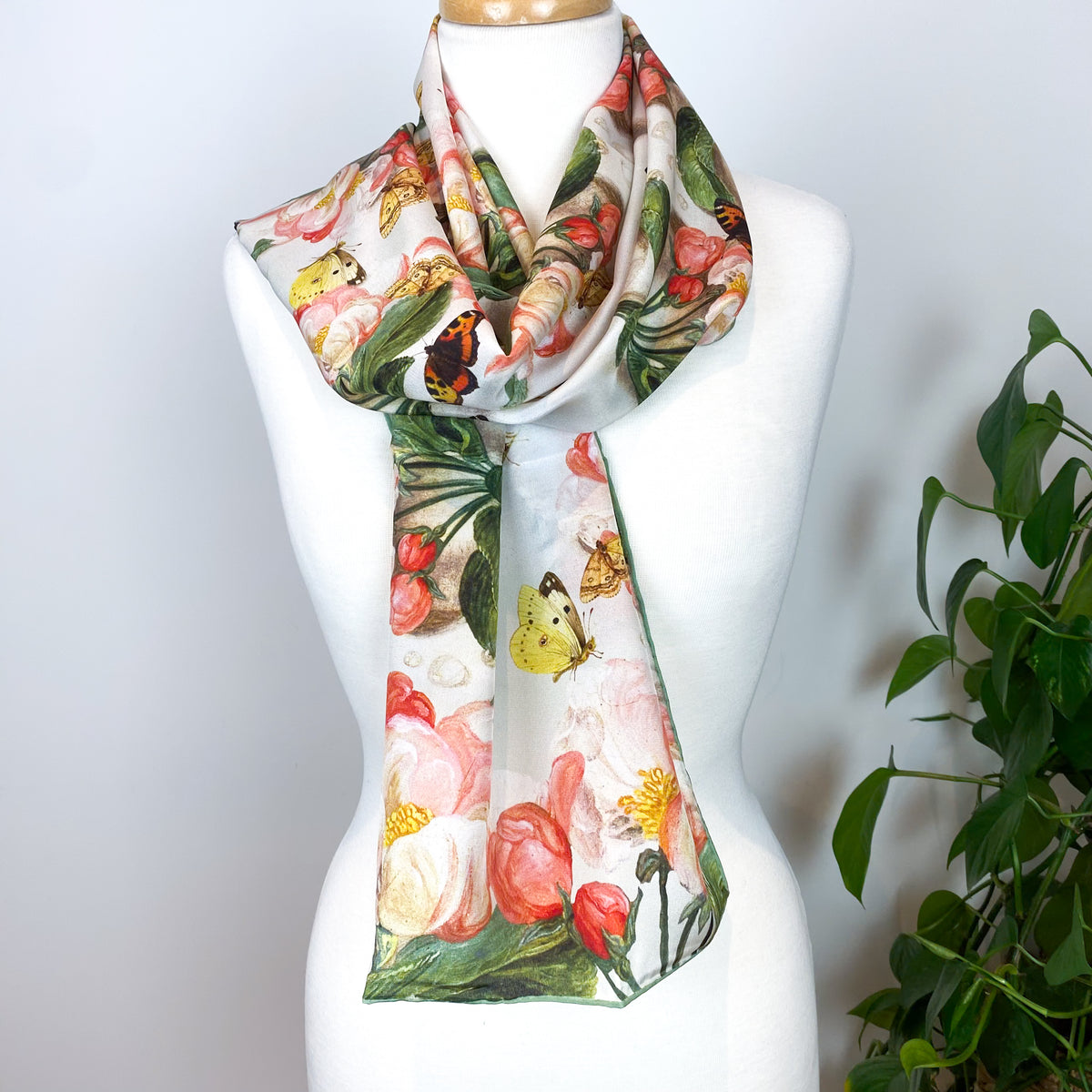 Brand New Fox and Chave Floral Silk Scarf