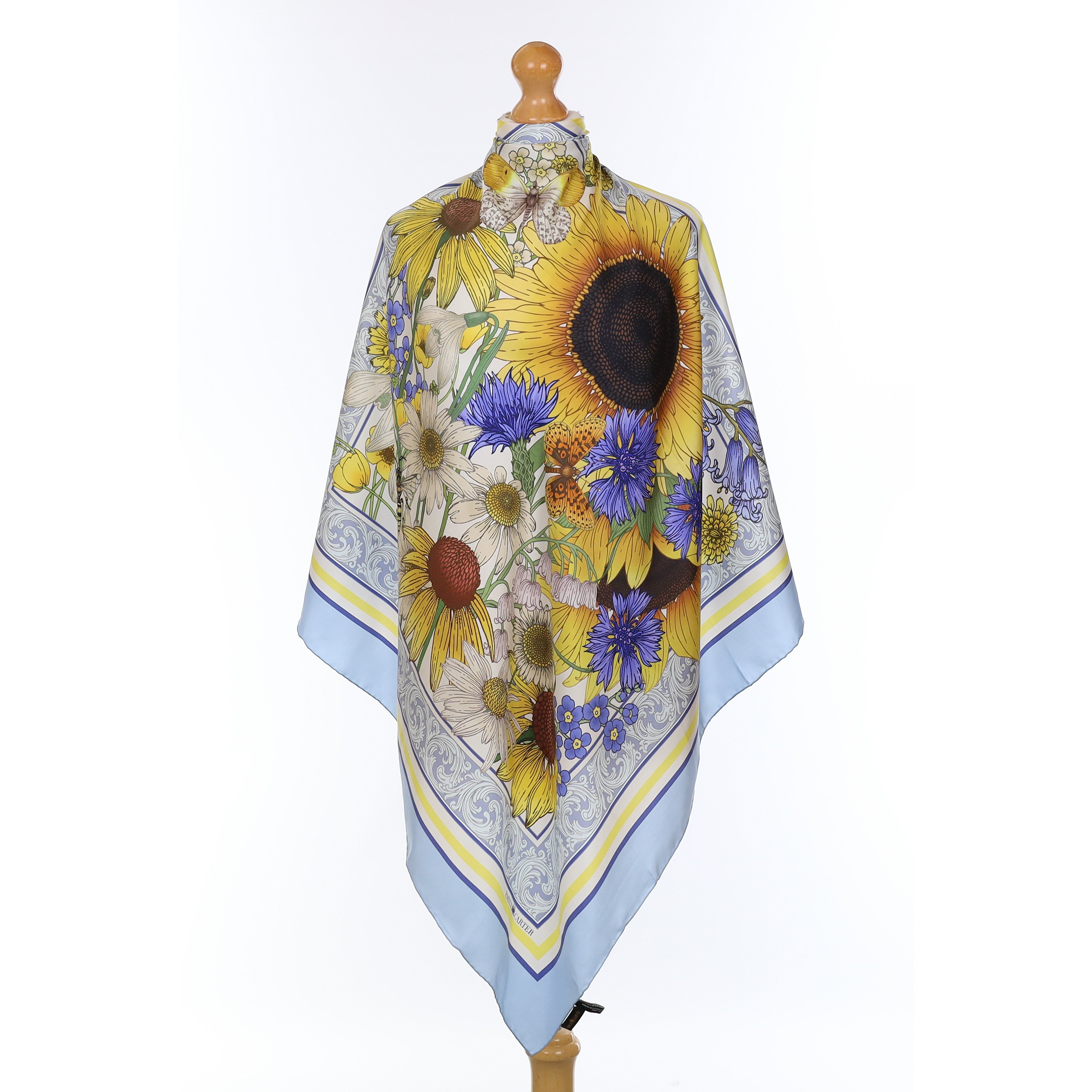 Brand New Boxed Emily Carter Sunflower Silk Scarf