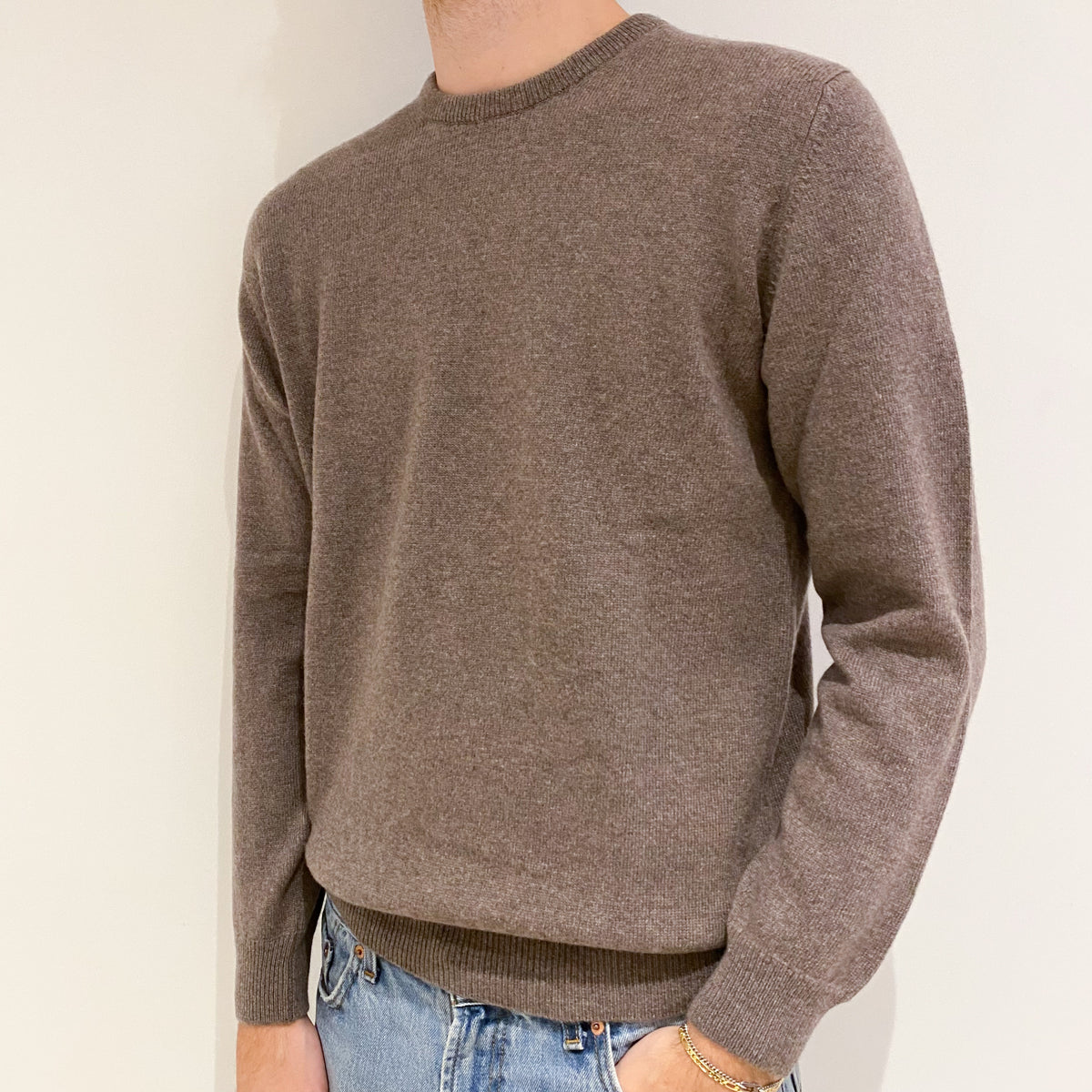 Men’s Brand New Scottish Donkey Brown Crew Neck Jumper Medium