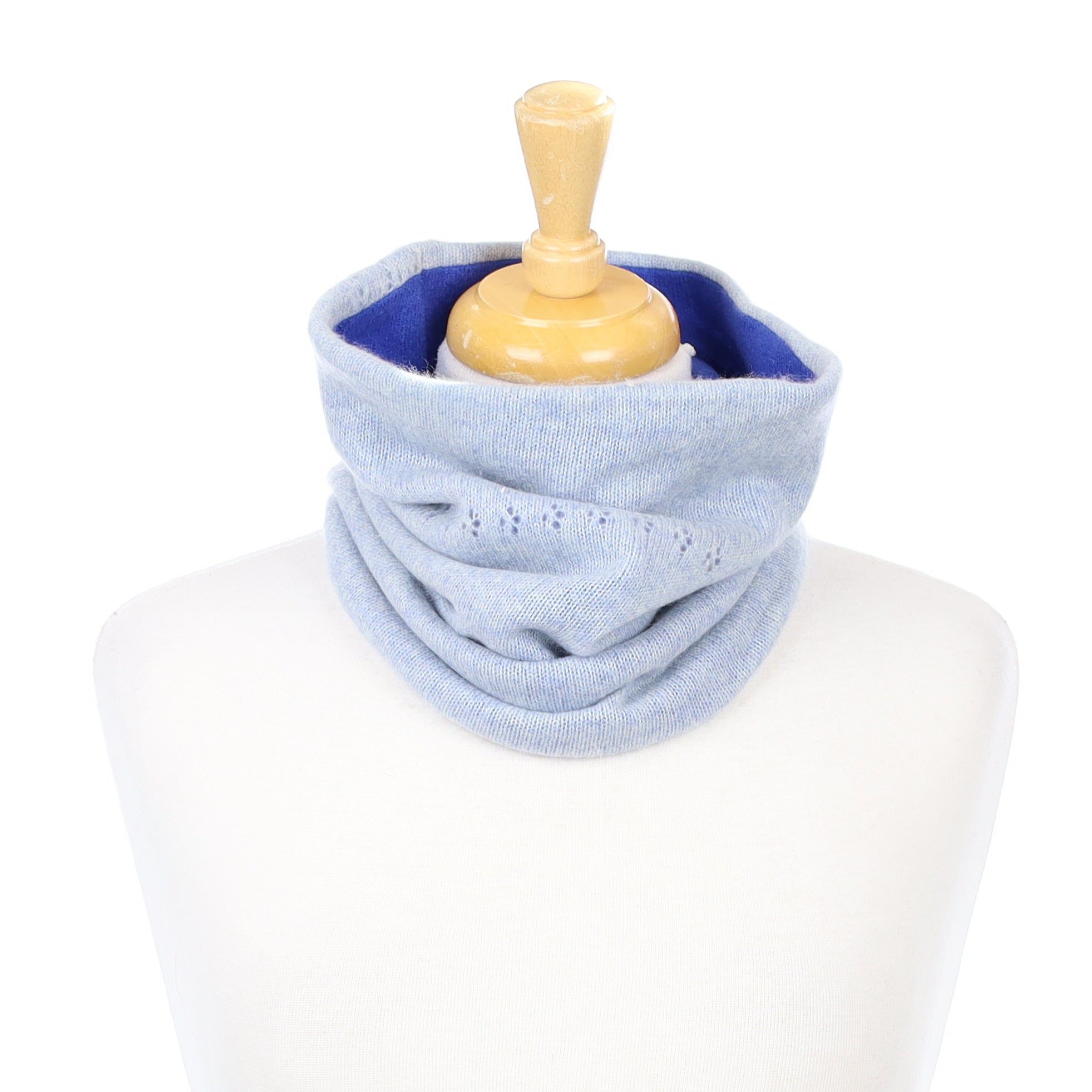 Dusty Blue and Cobalt Lace Knit Detail Luxury Double Layered Snood