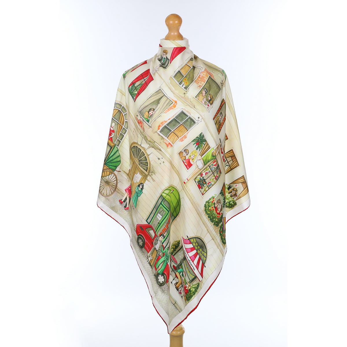 City Street Scene Silk Scarf