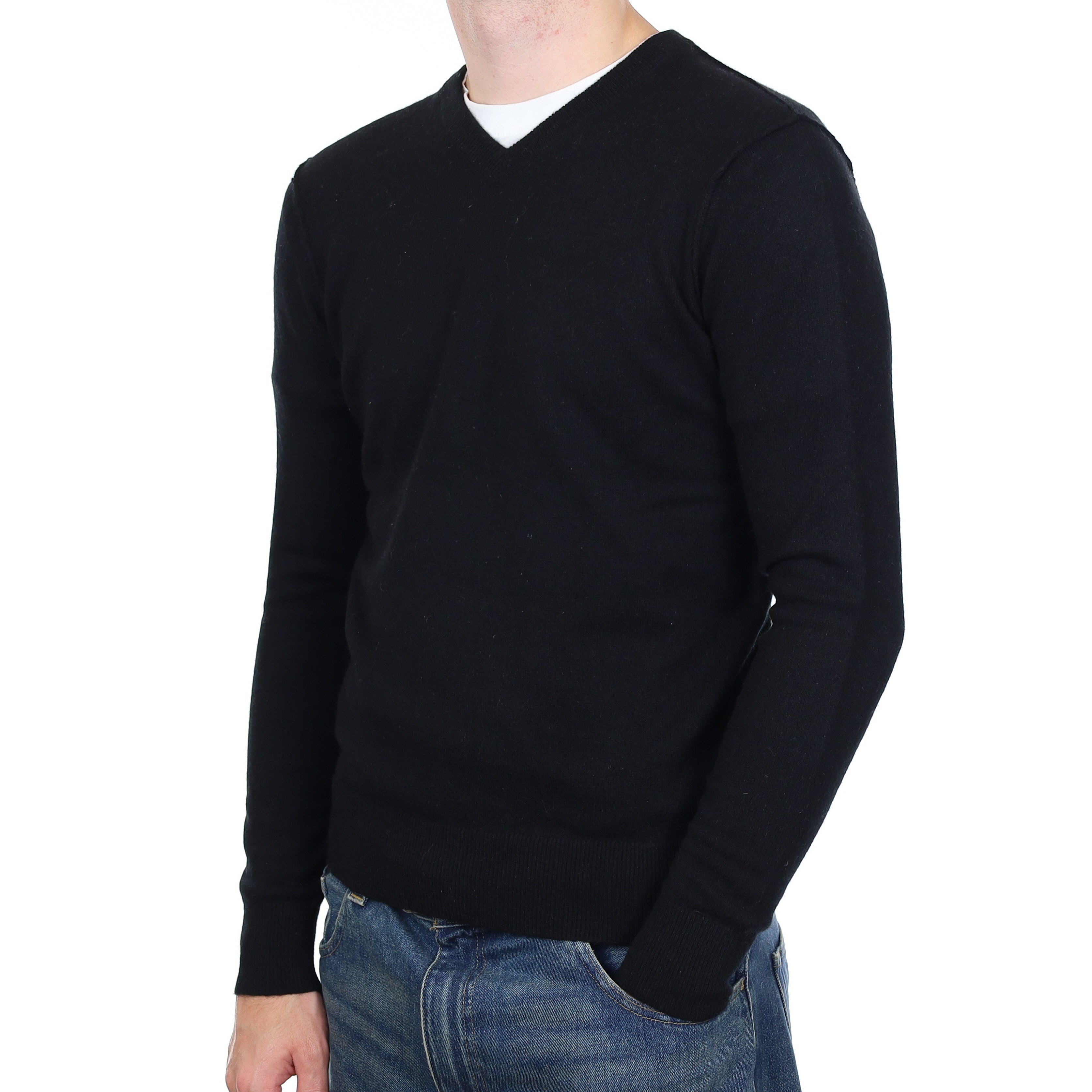 Men’s Vince Black Cashmere V Neck Jumper Medium