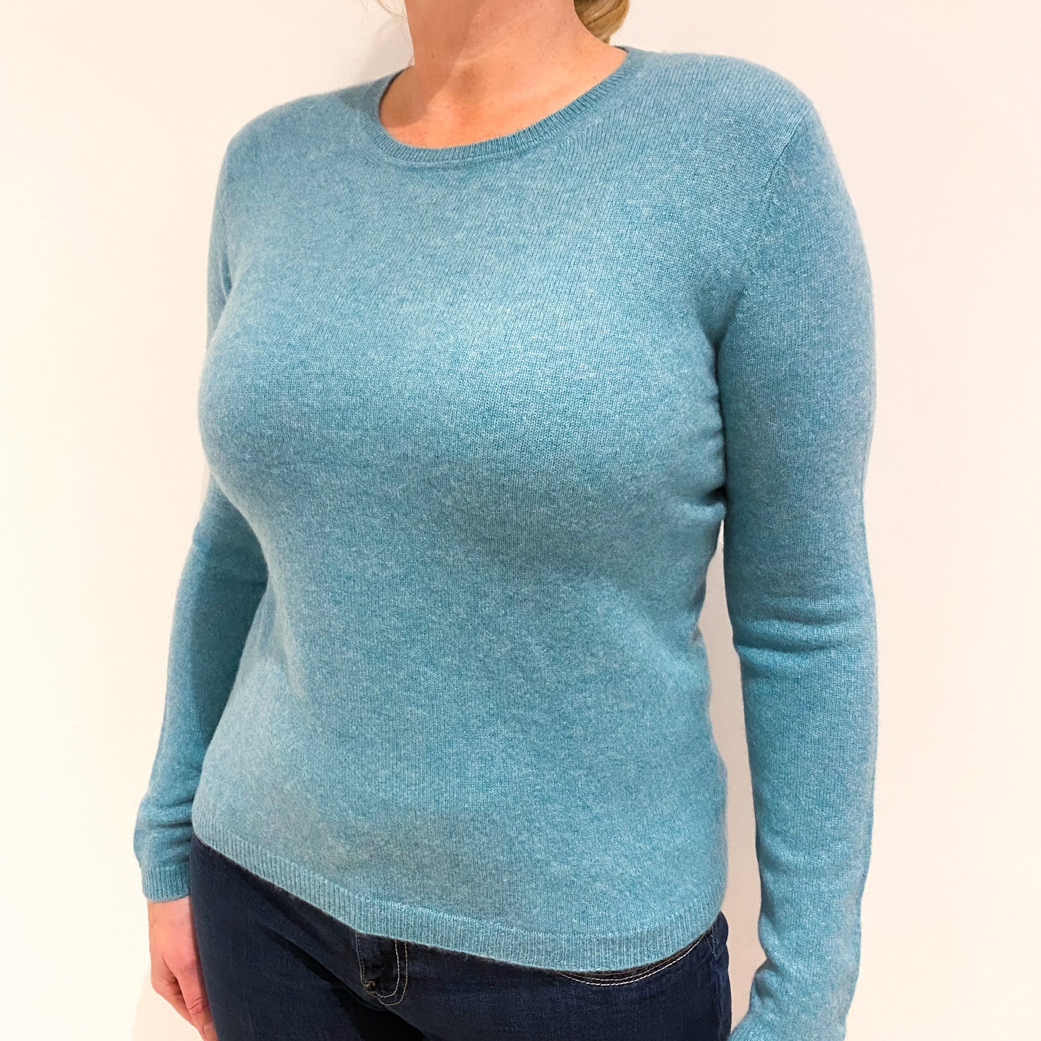 Sea Green Cashmere Crew Neck Jumper Large
