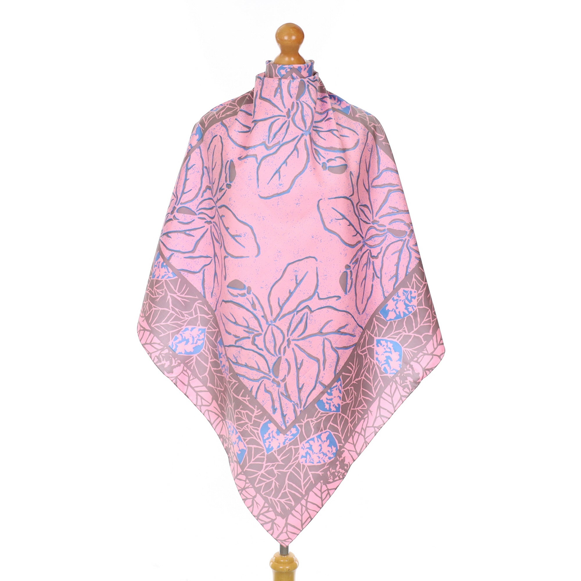 Immaculate Leaf Design Pink Silk Scarf