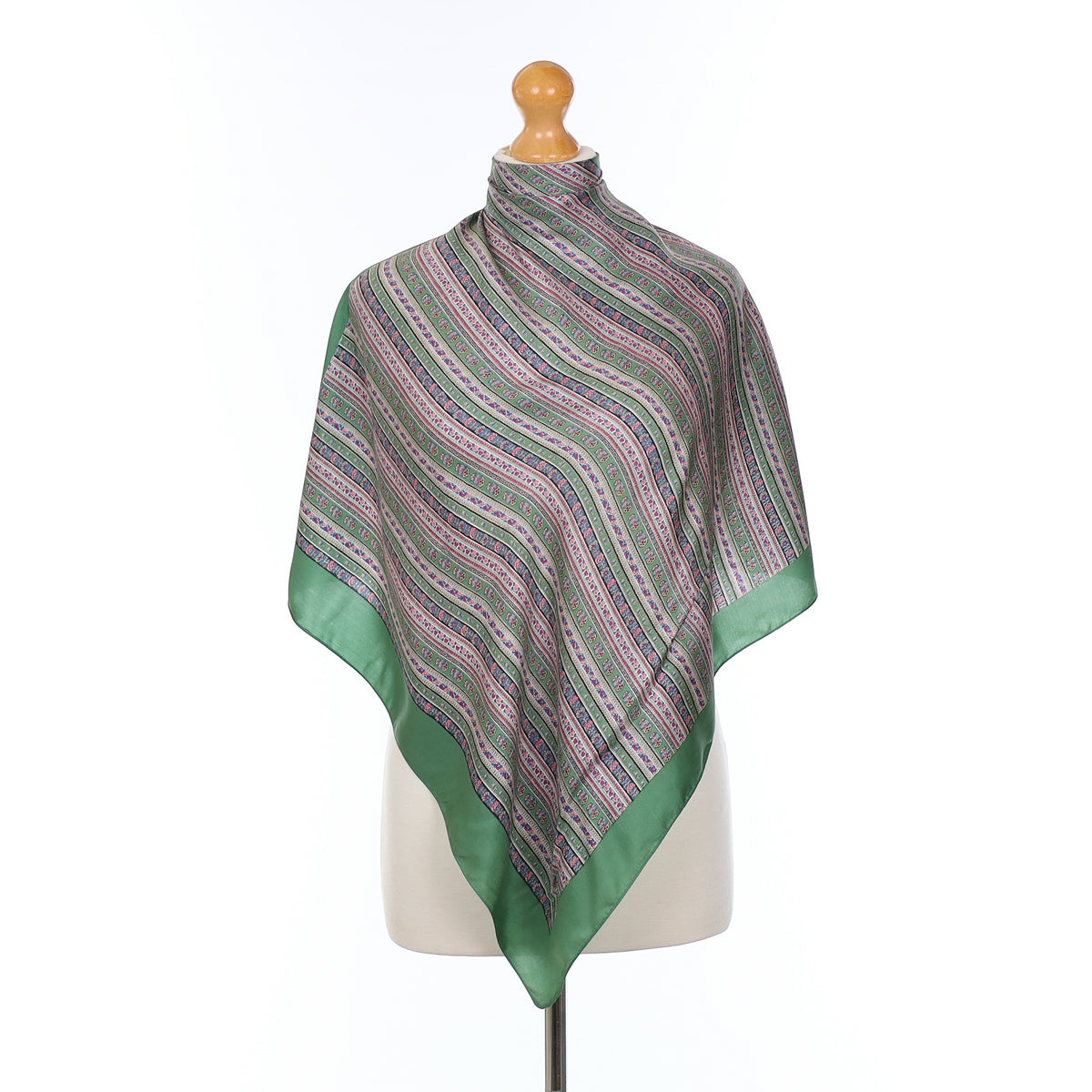 Liberty Shamrock Green Patterned Vintage Silk Scarf