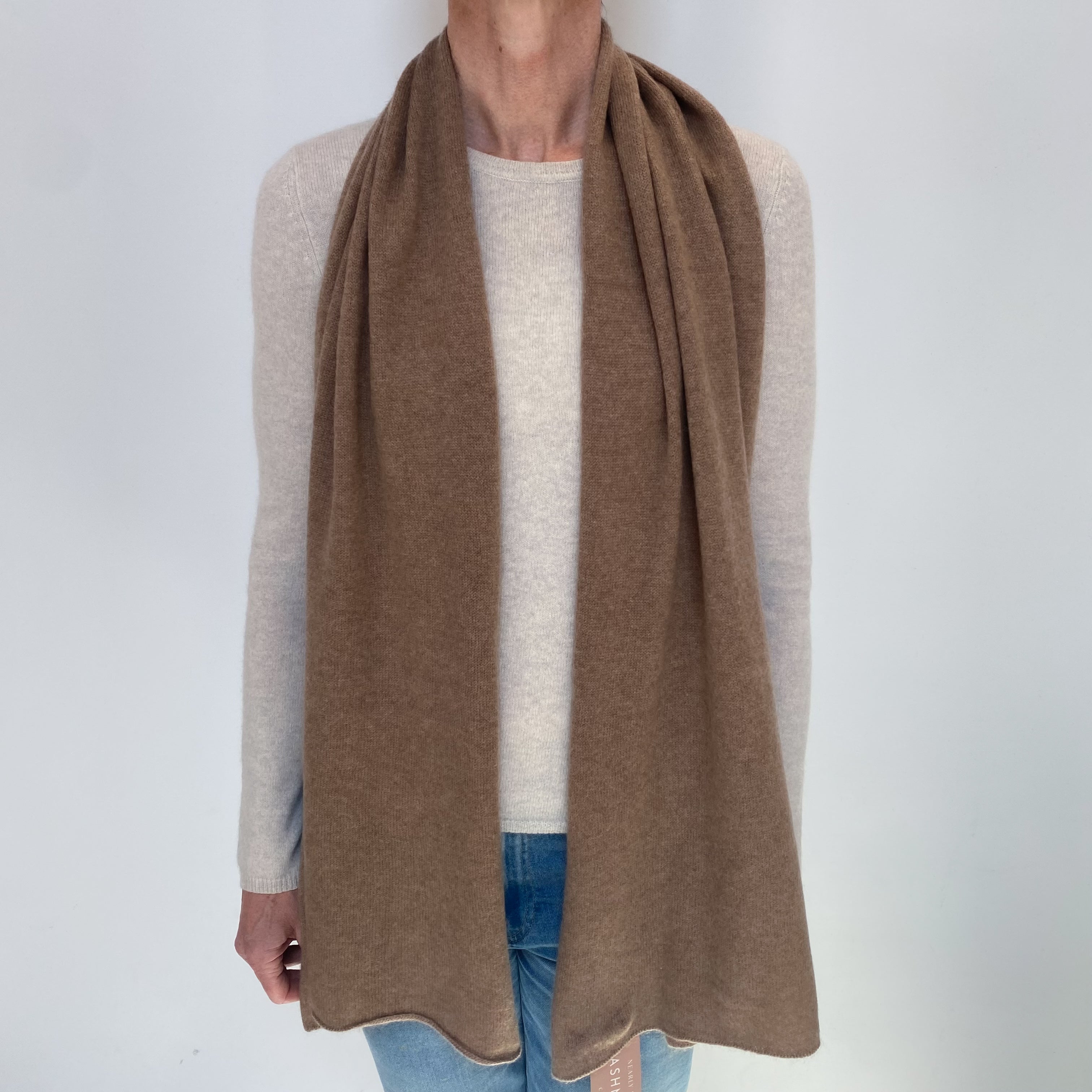 Taupe Brown Cashmere Wrap Scarf