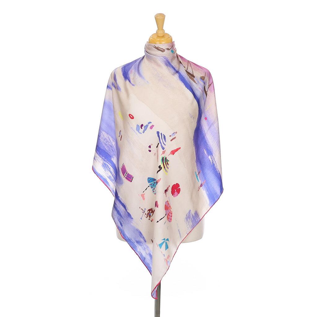Joules Beach Scene Silk Scarf