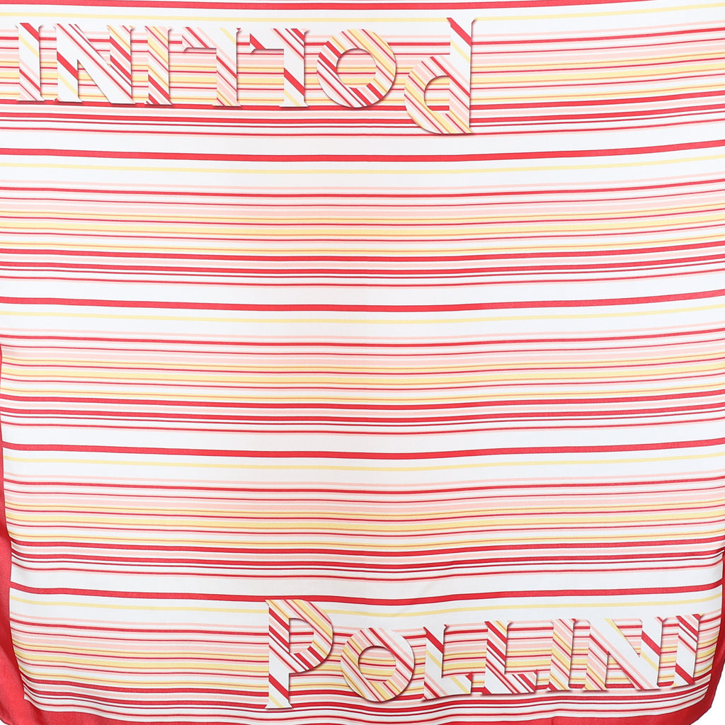 Brand New Pollini Red Striped Silk Scarf