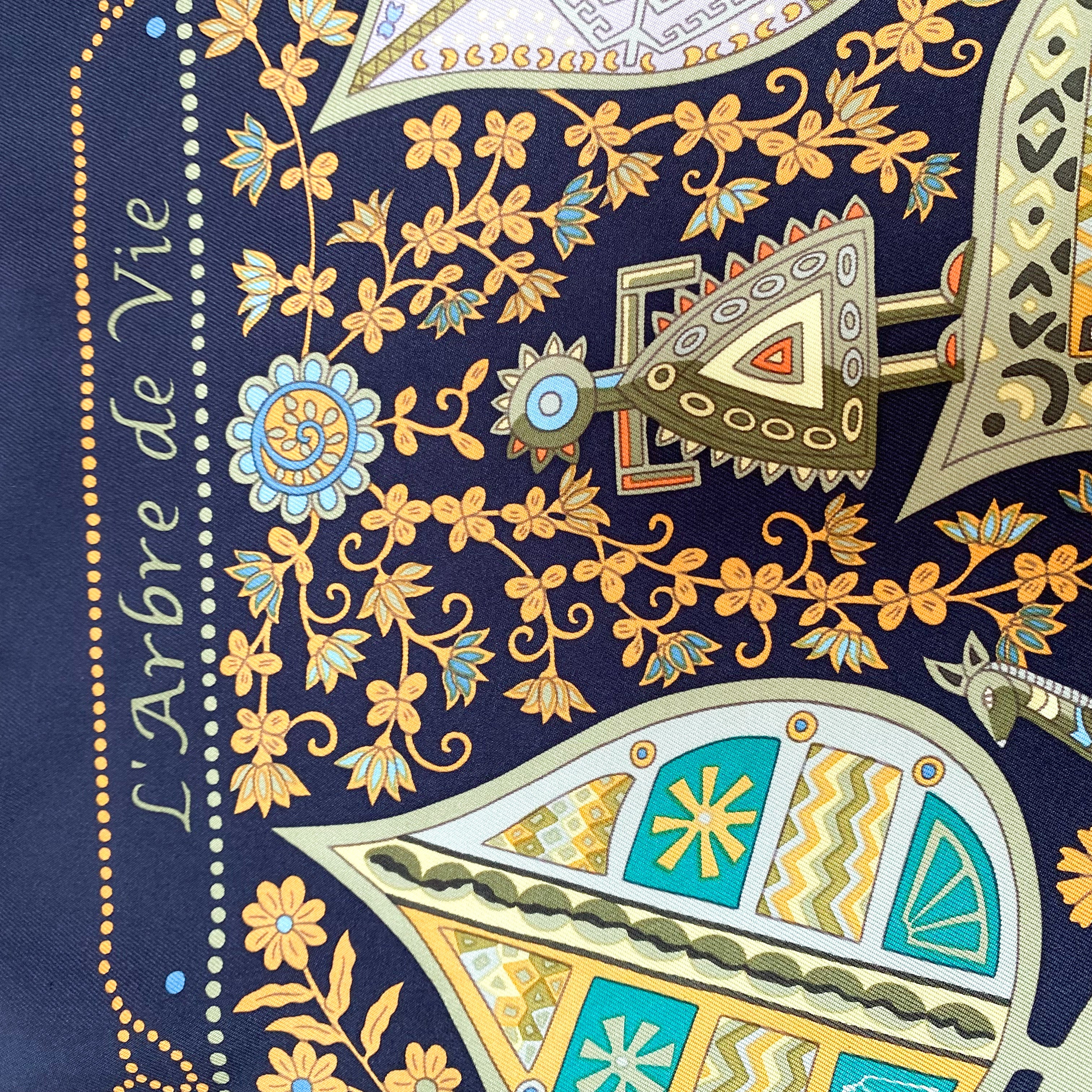 Boxed Hermès L’Arbre de Vie Silk Scarf