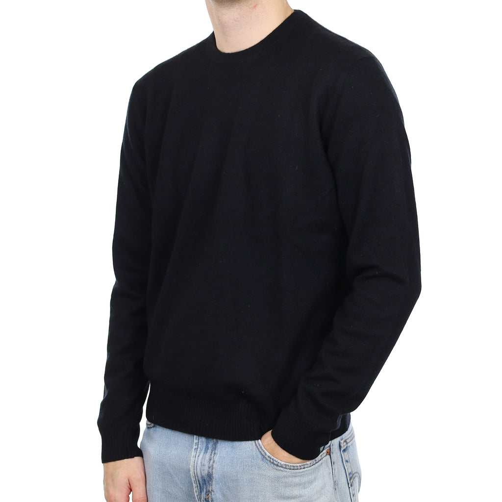 Men's Black Cashmere Crew Neck Jumper Large