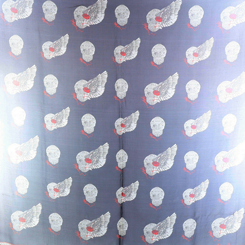 Alexander McQueen Black, Grey and Red Skull Silk Scarf