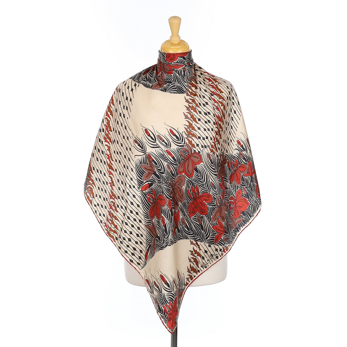 1970’s Richard Allan Vintage Abstract Floral Silk Scarf