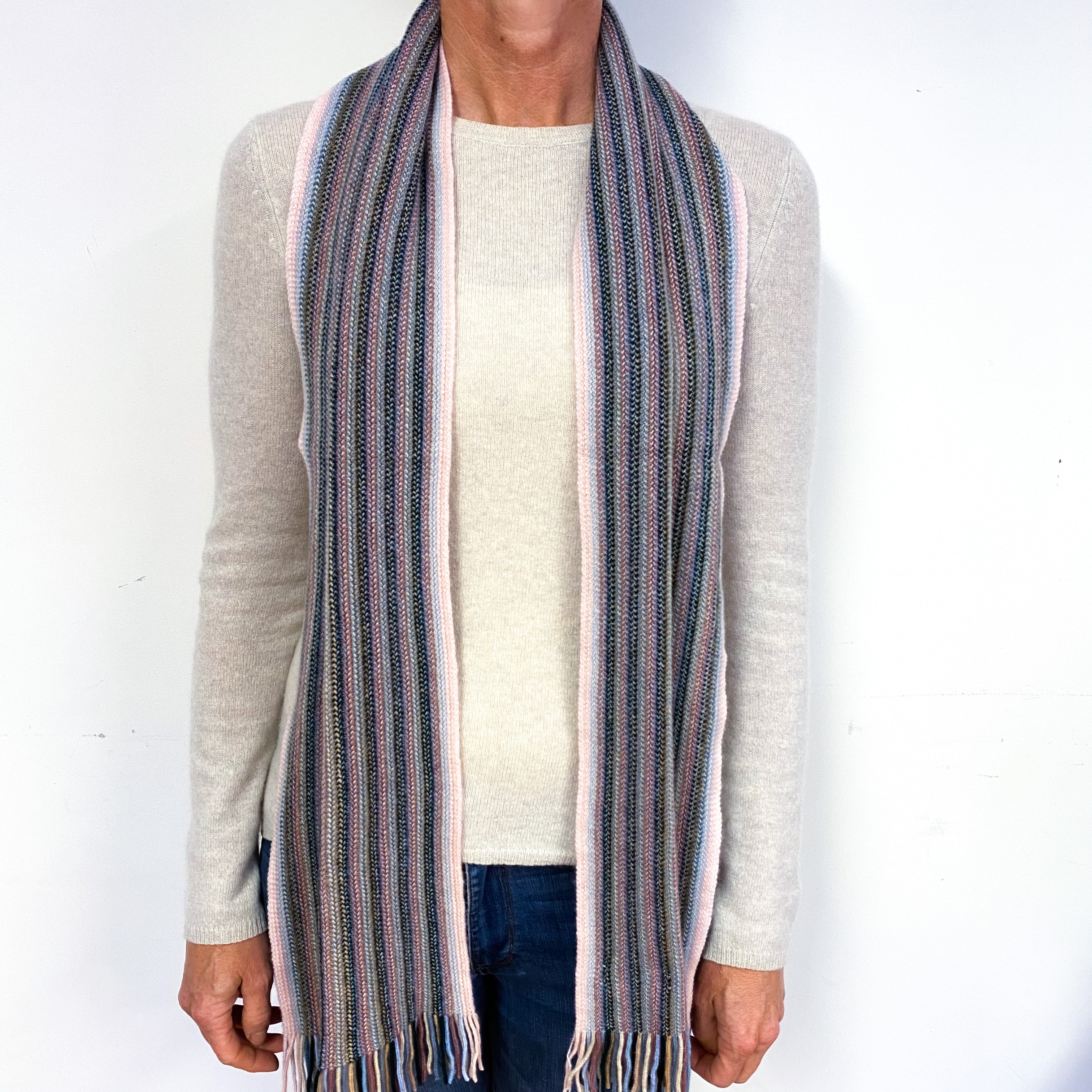 Brand New Multicoloured Pink Striped Scottish Scarf