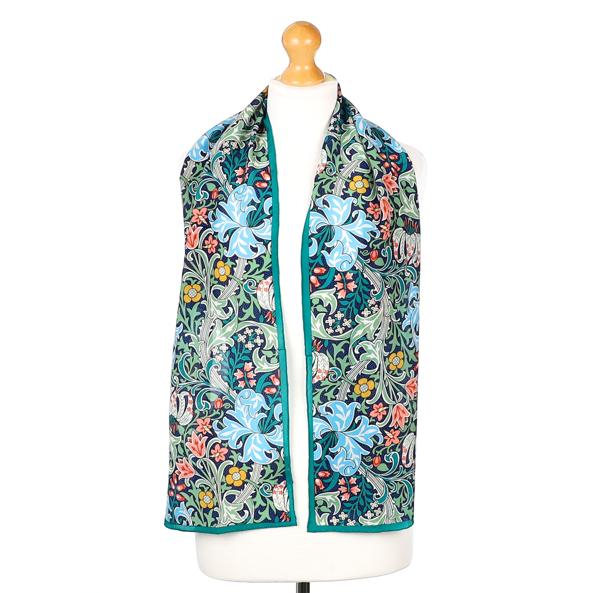 Brand New Fox & Chave Green and Blue Silk Scarf