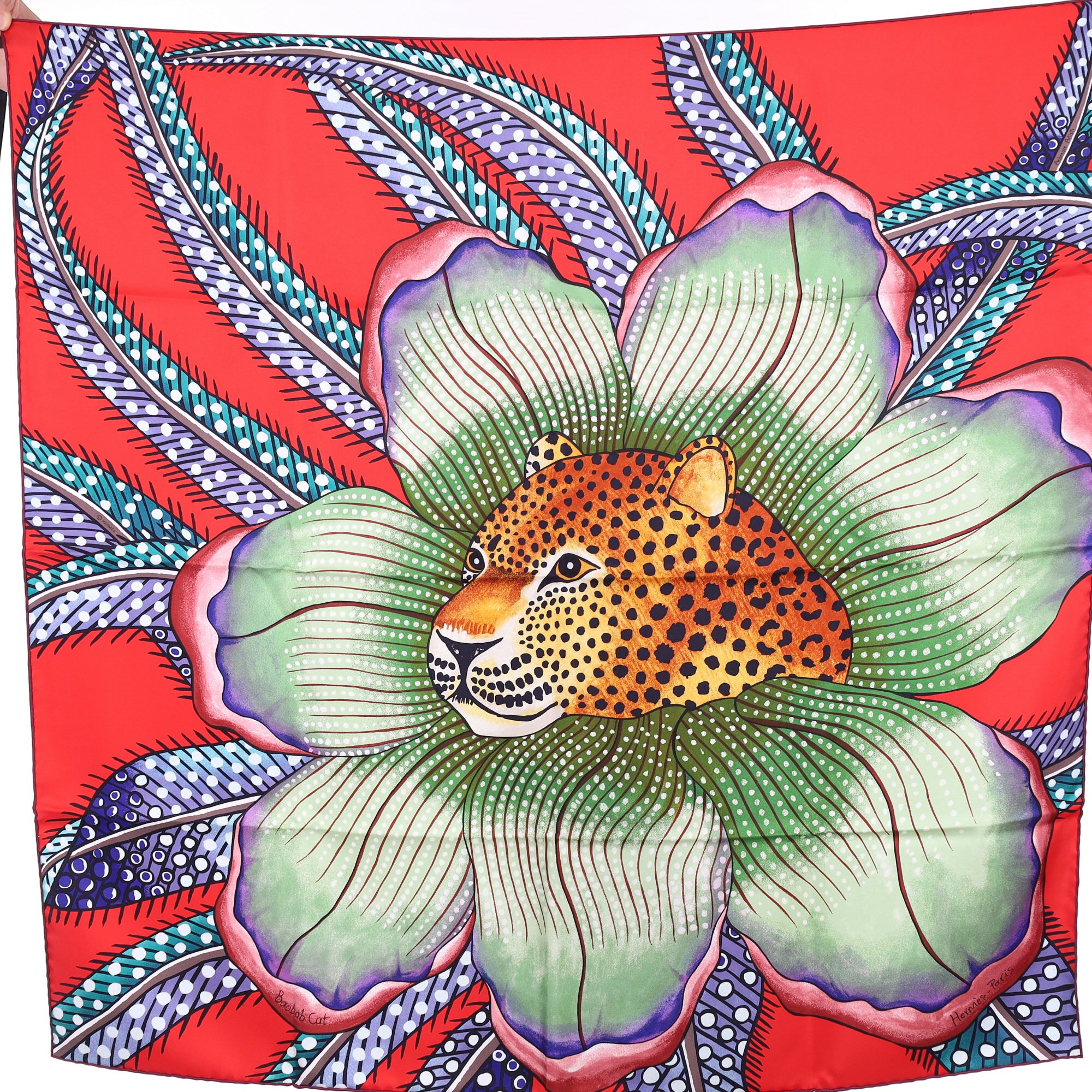 Brand New Boxed Hermès Baobab Cat Silk Scarf Quite Rare