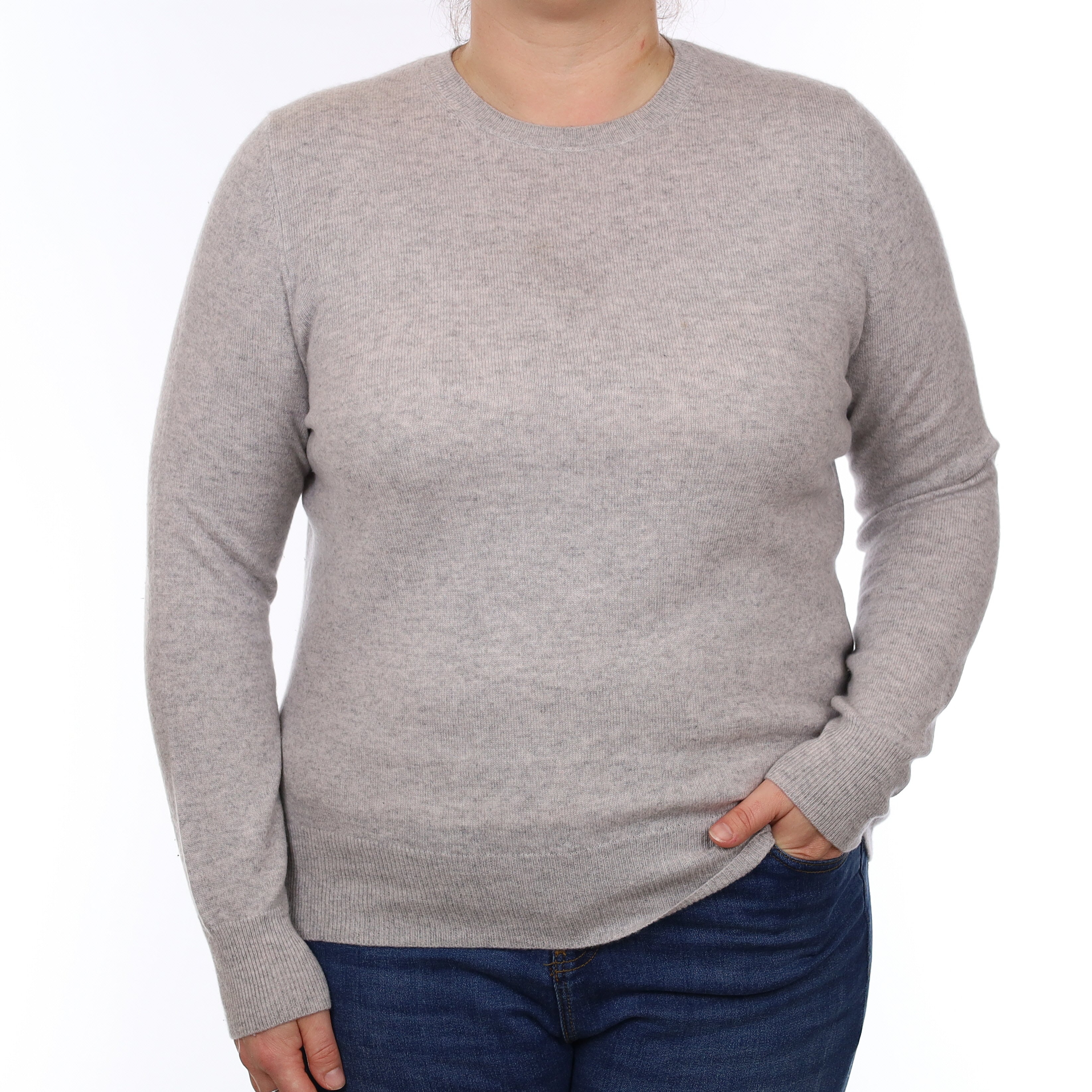 Mist Grey Cashmere Crew Neck Jumper Large